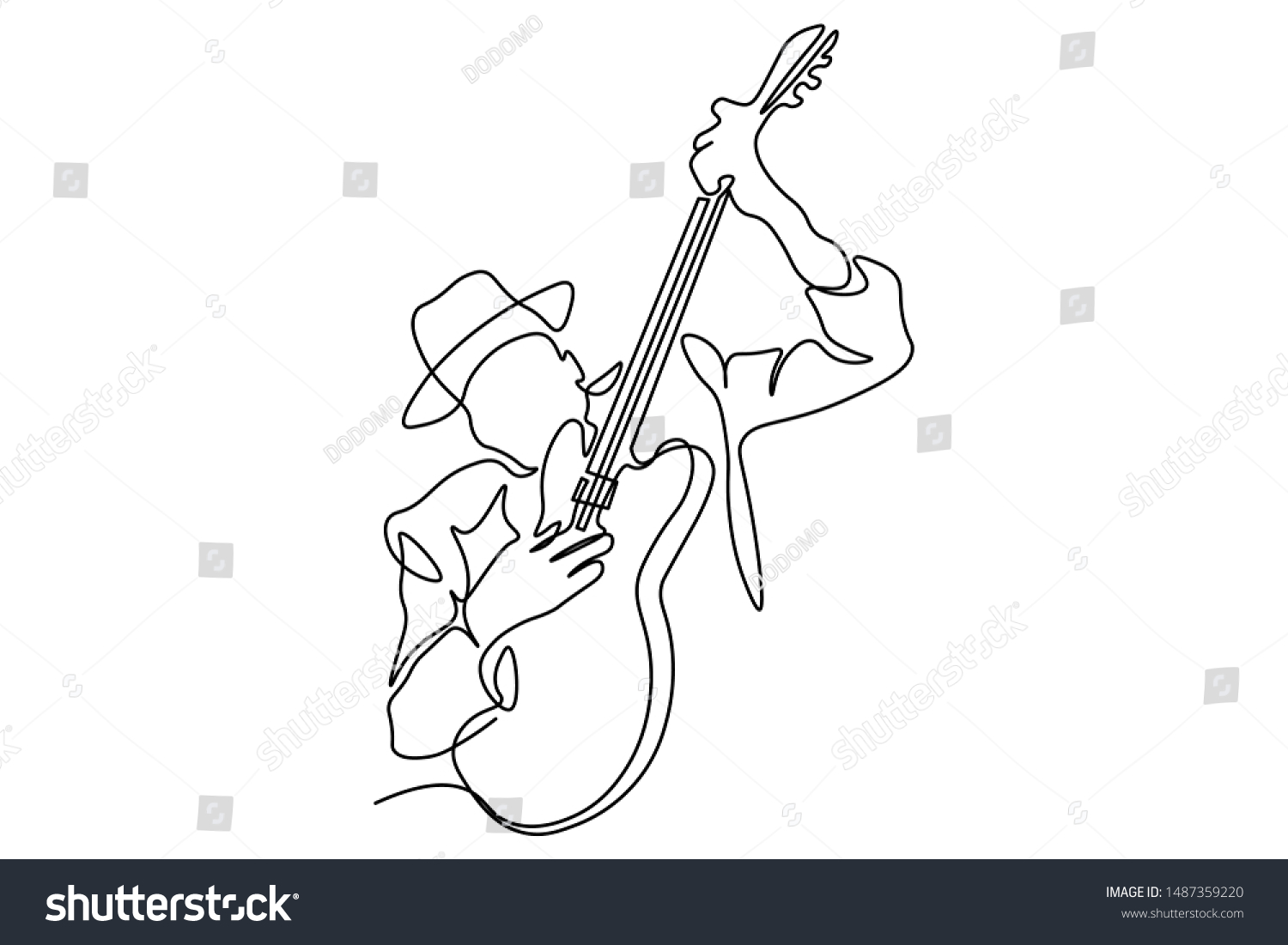 Continuous Lines Guitar Instruments Instrumental Music Stock Vector ...