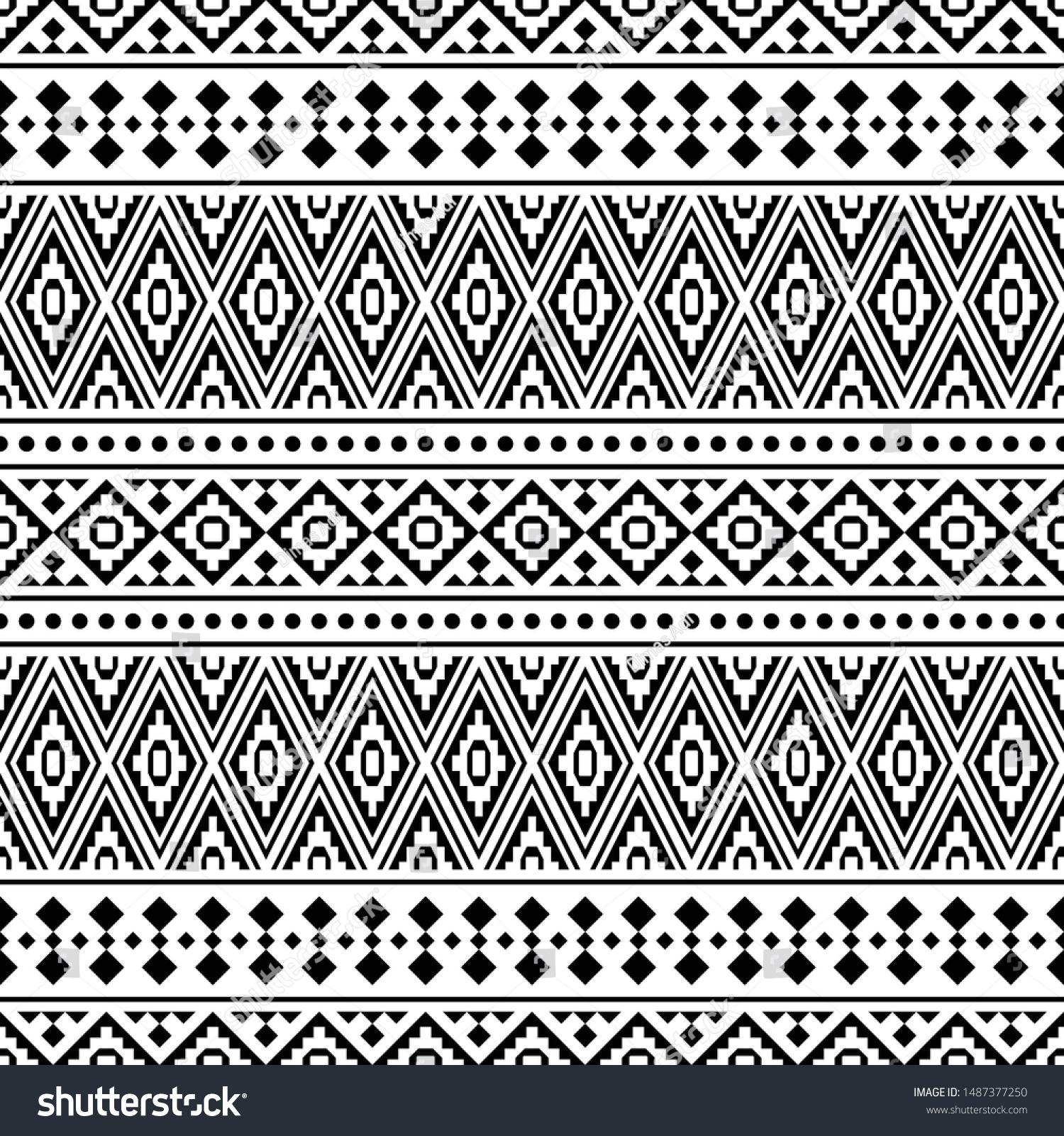 Seamless Ethnic Pattern Black White Color Stock Vector (Royalty Free ...