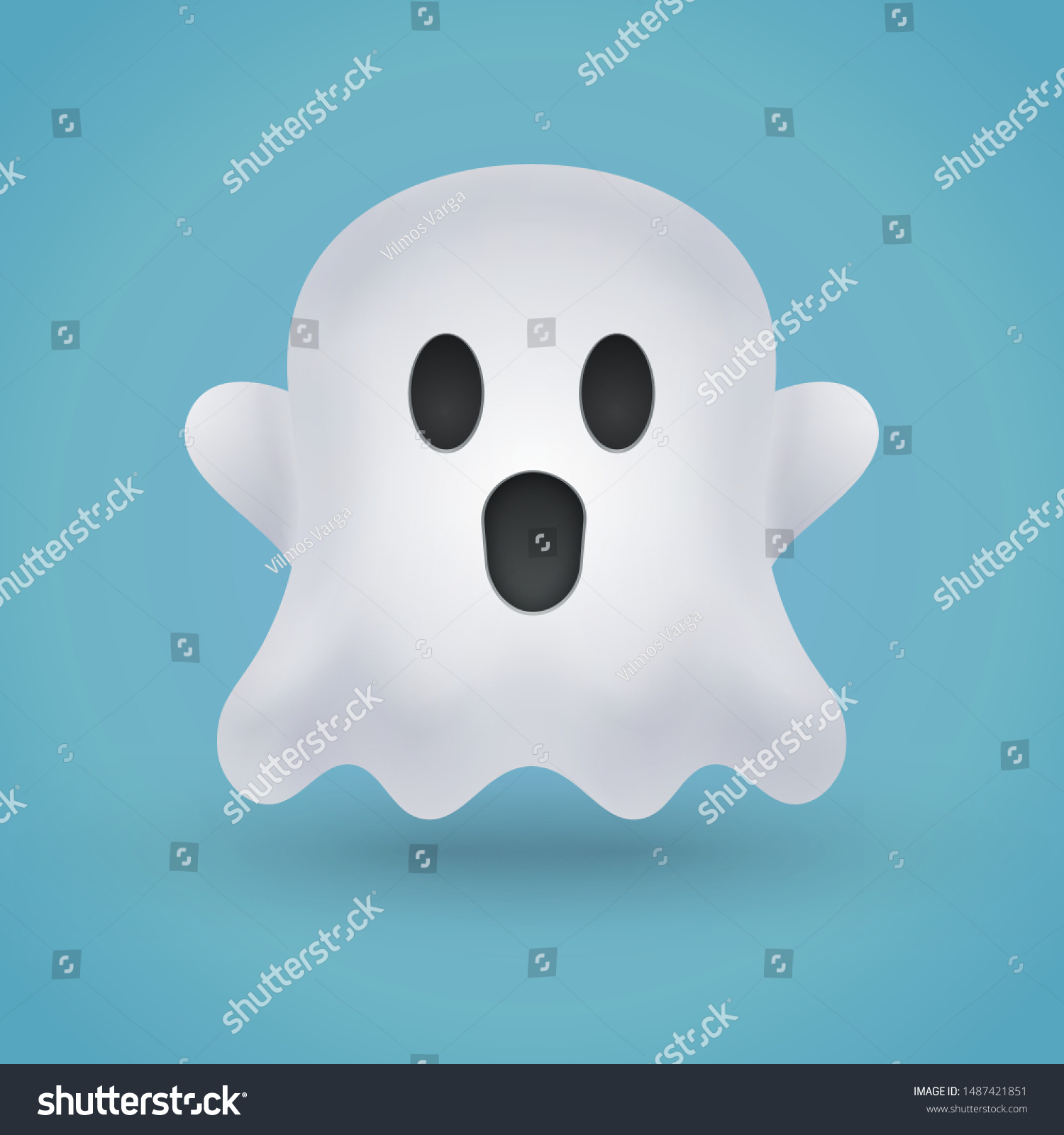 Cute Ghost Emoji Icon On Blue Stock Vector (Royalty Free) 1487421851 ...