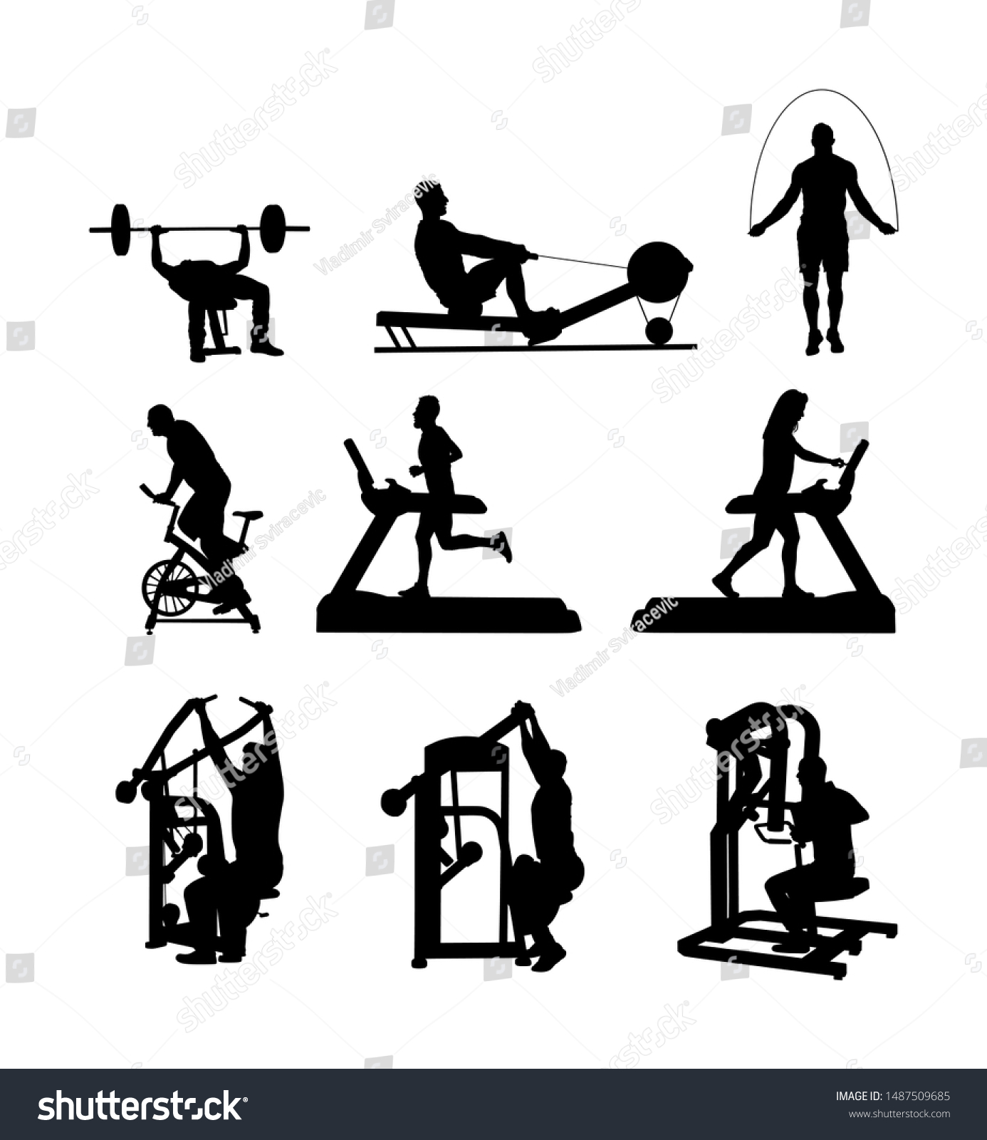 Sport Man Exercises On Gym Fitness Stock Vector (Royalty Free ...