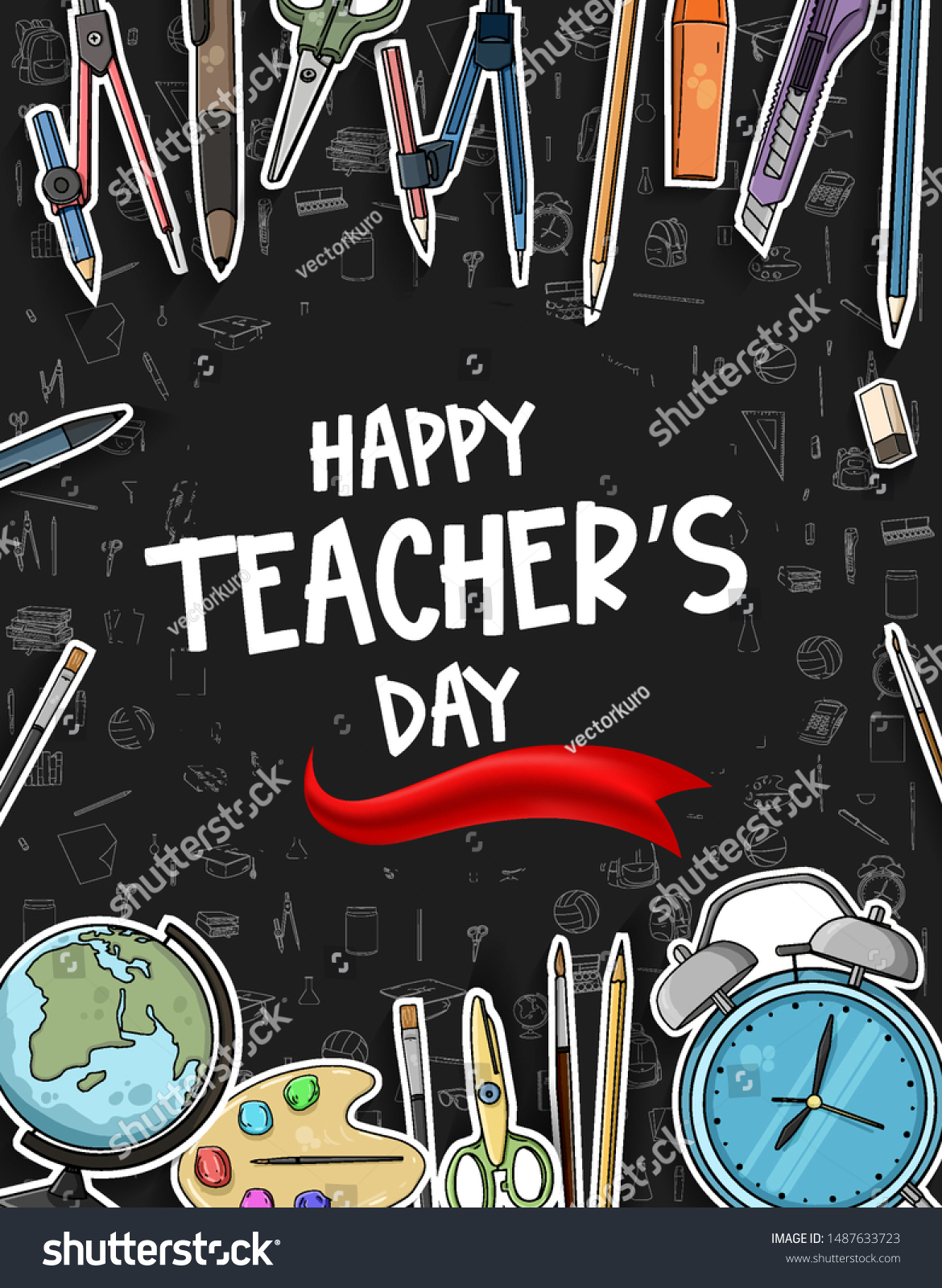 Happy Teachers Day Vector Illustration School Stock Vector (Royalty ...