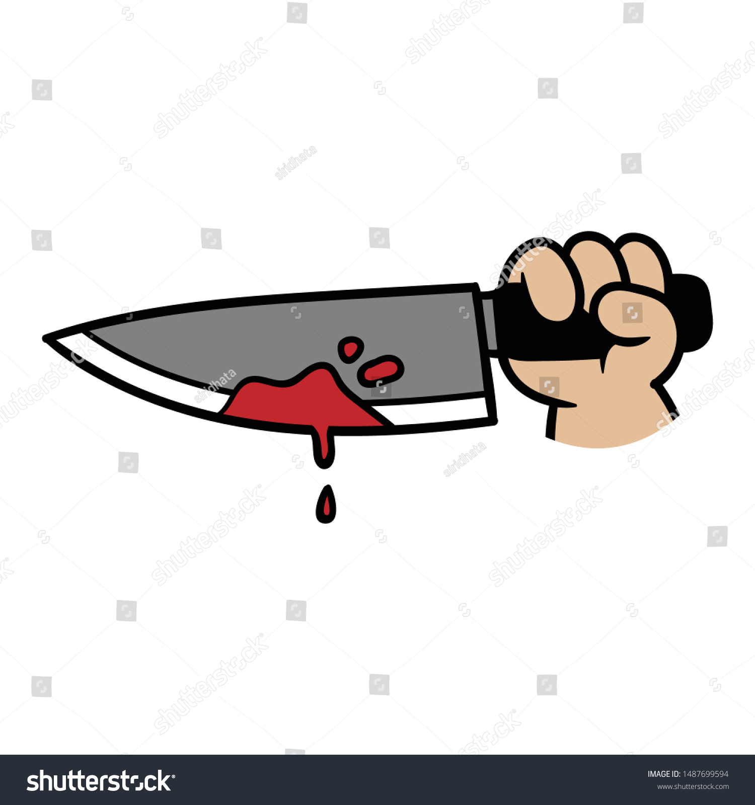 Cartoon Hand Holding Bloody Knife Stock Vector (Royalty Free ...