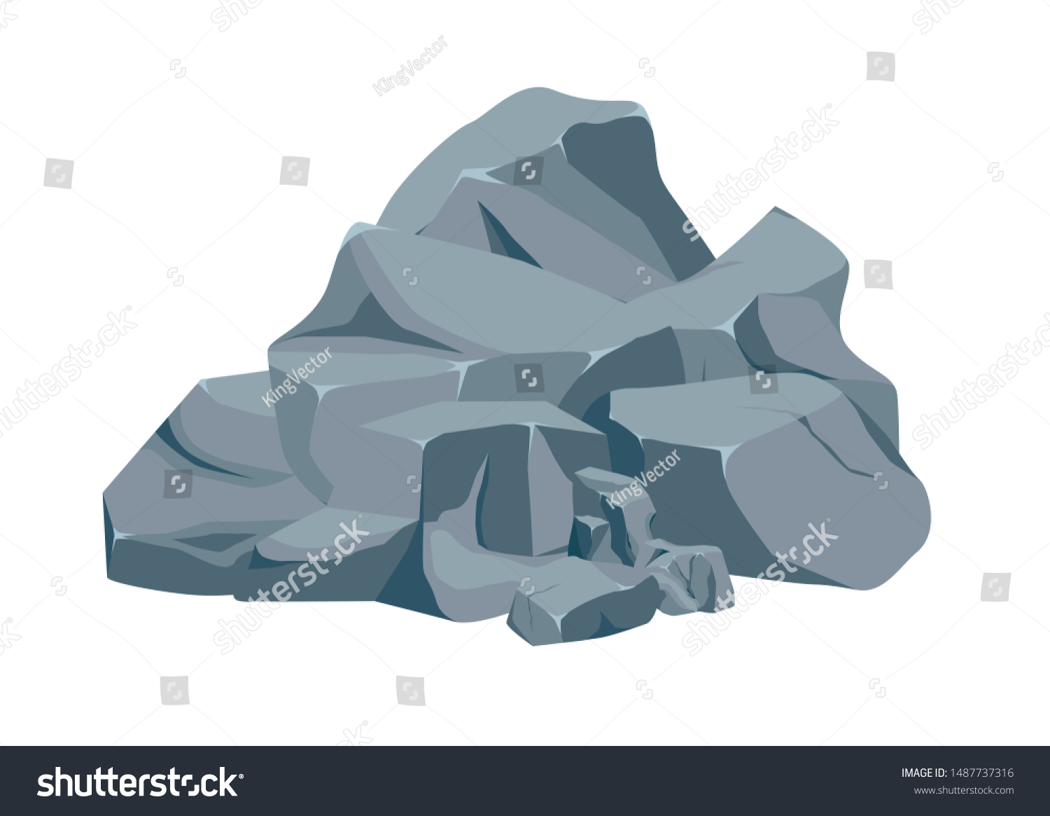 Rock Stone Big Set Cartoon Stones Stock Vector (Royalty Free ...