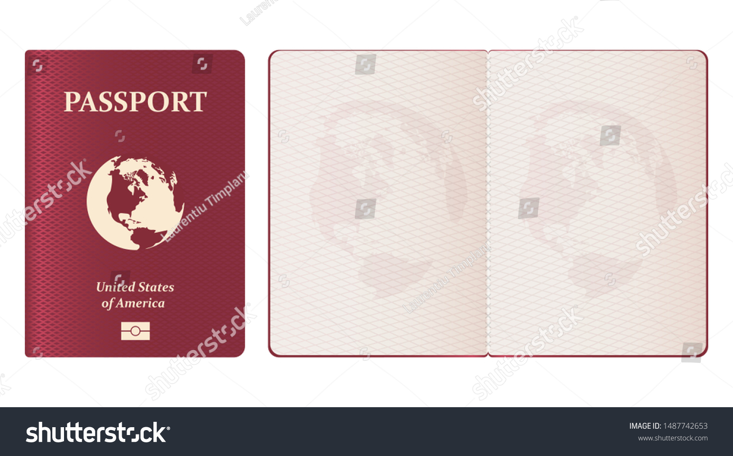 Realistic Passport Vector Design Illustration Isolated Stock Vector