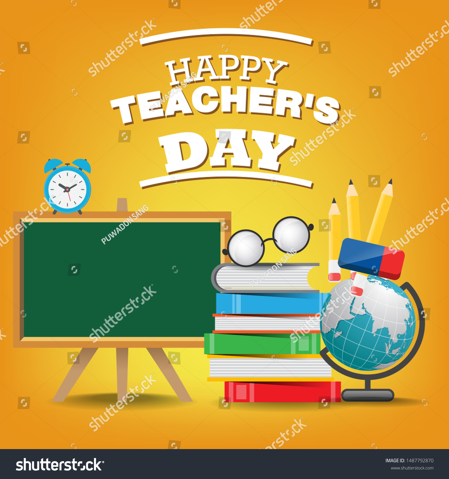 Happy Teachers Day Template Poster Banner Stock Vector (Royalty Free ...