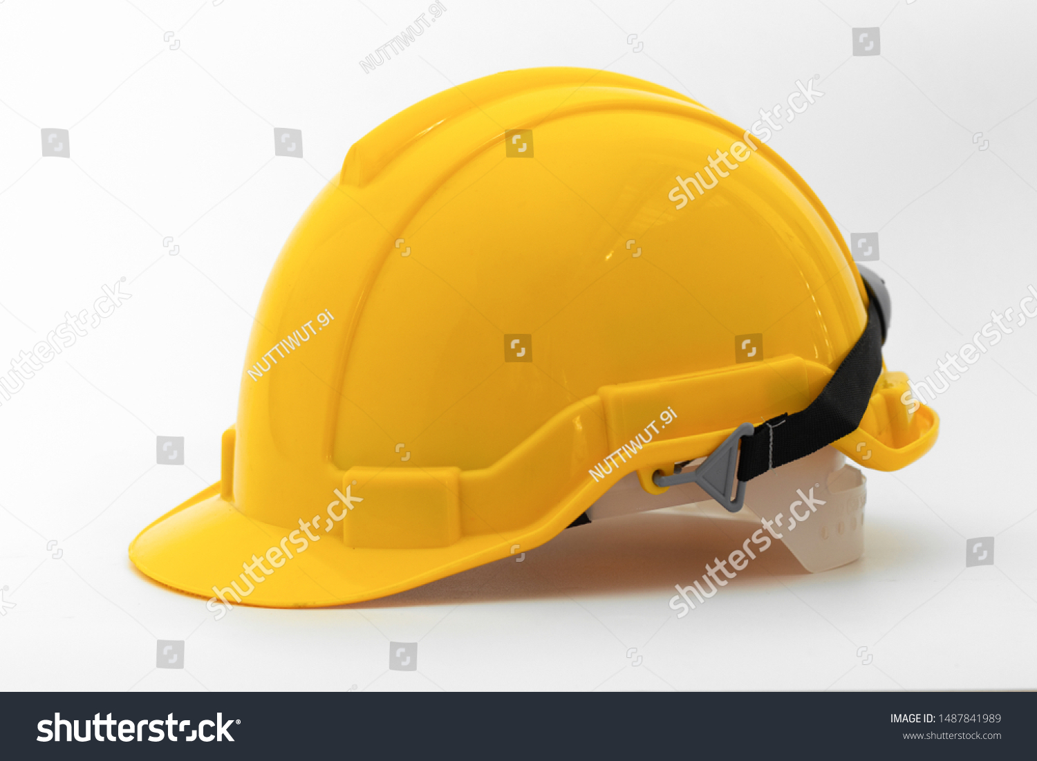 Yellow Safety Helmet Side View Isolated Stock Photo 1487841989 ...