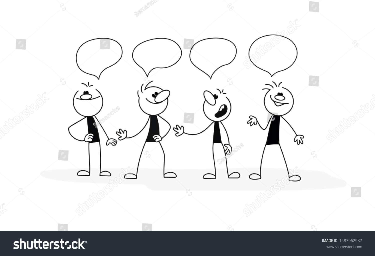 Doodle Stick Figure Crowd Working People Stock Vector (Royalty Free ...