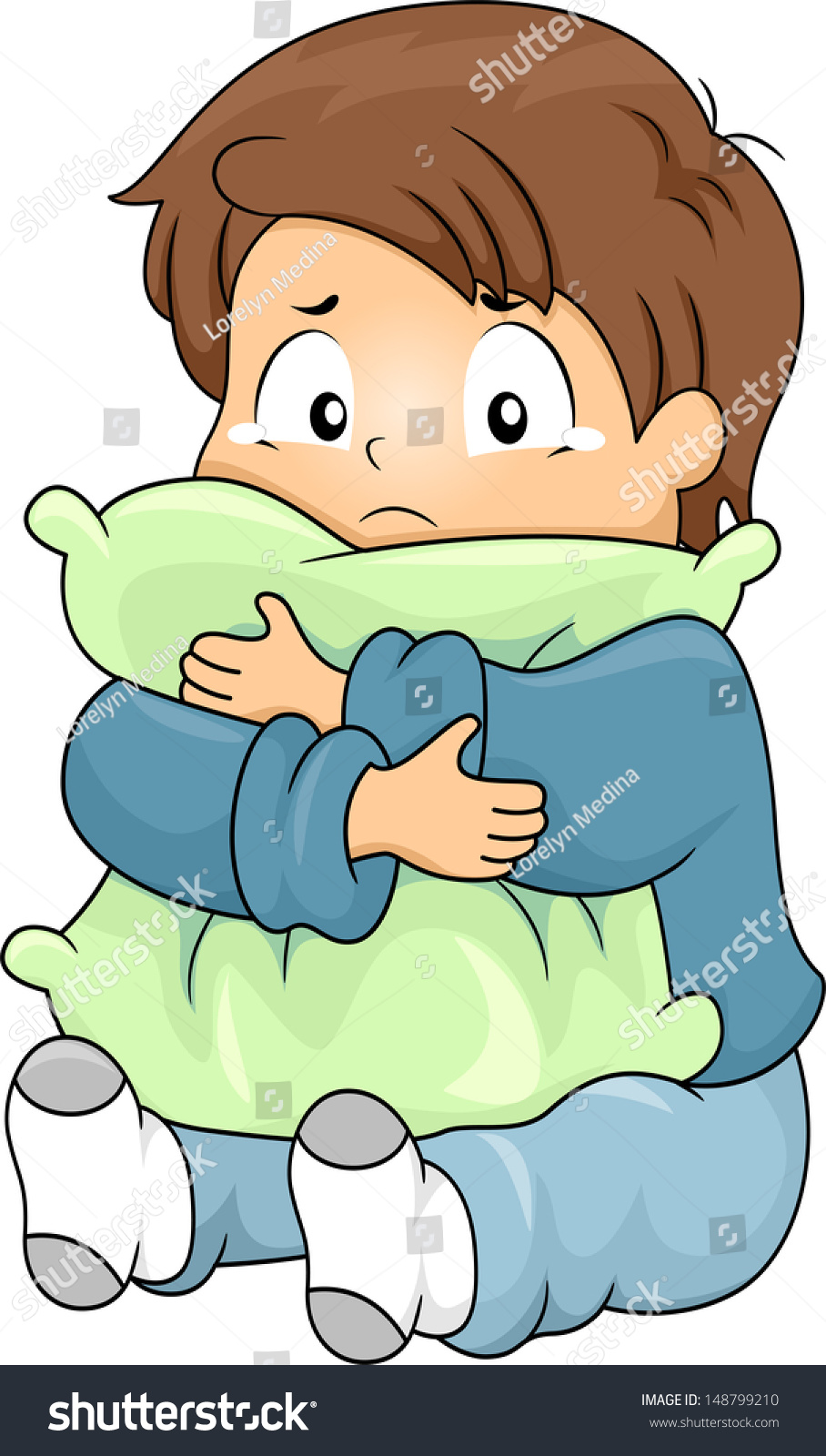 Illustration Kid Boy Crying While Hugging Stock Vector (Royalty Free ...