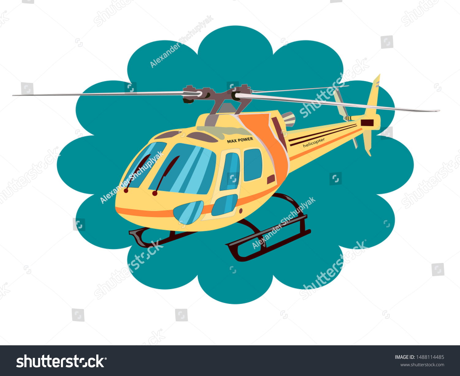 Cartoon Helicopter Colorful Vector Drawing Stock Vector (Royalty Free