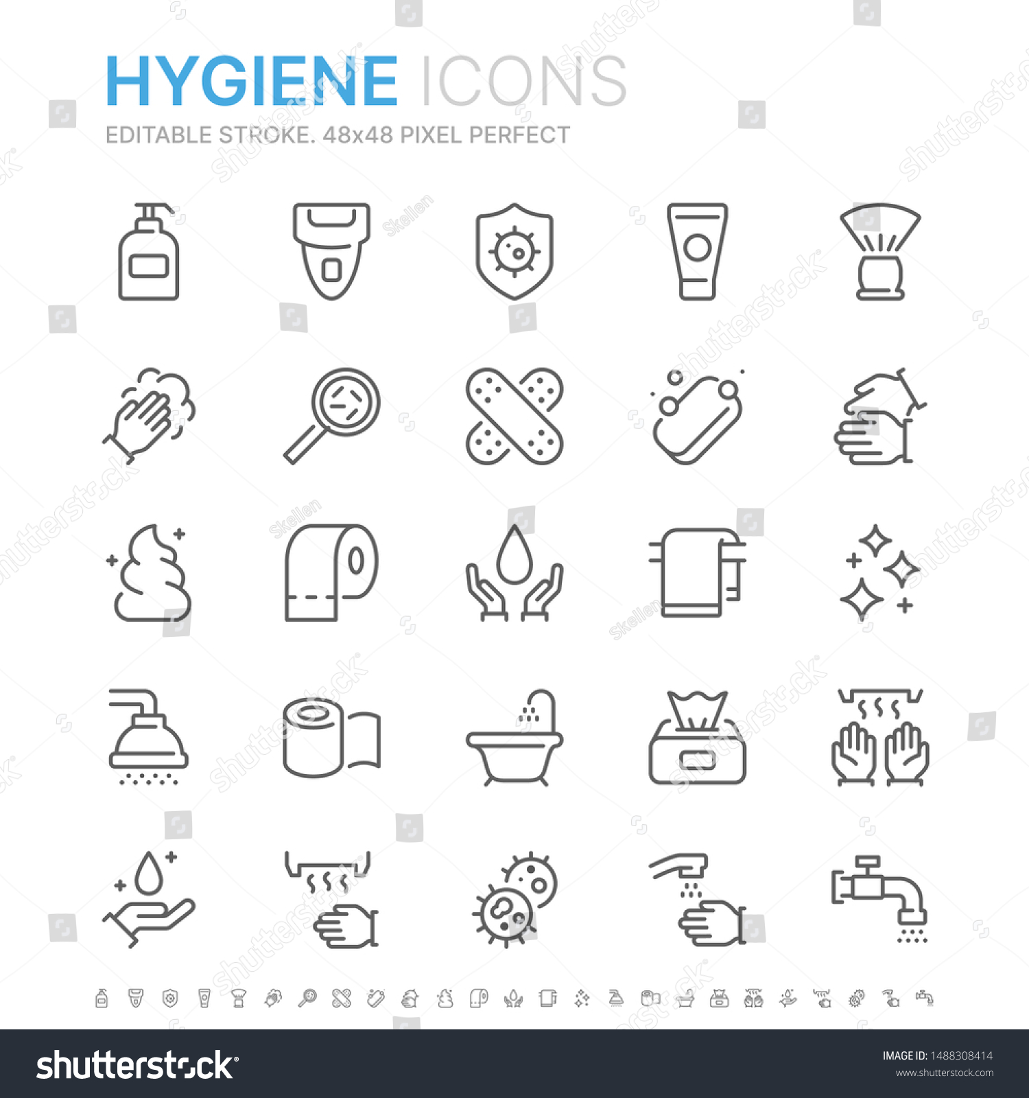 Collection Hygiene Related Line Icons 48x48 Stock Vector (Royalty Free ...