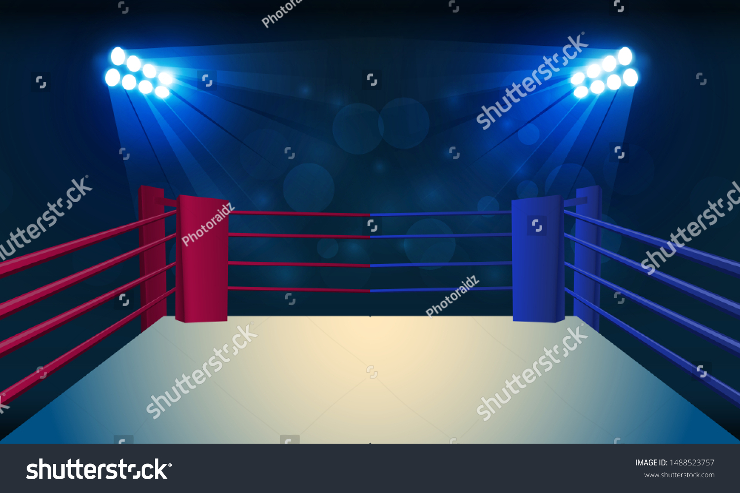 Boxing Ring Arena Floodlights Beautiful Light Stock Vector (Royalty ...