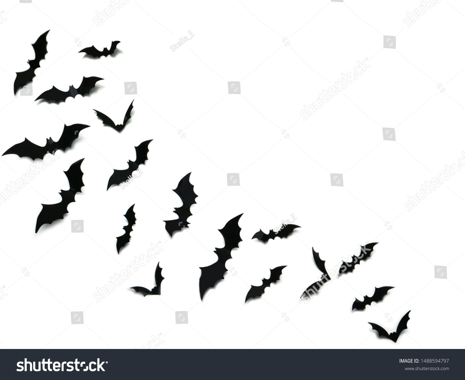 Flying Black Bats Over White Background Stock Photo 1488594797 ...