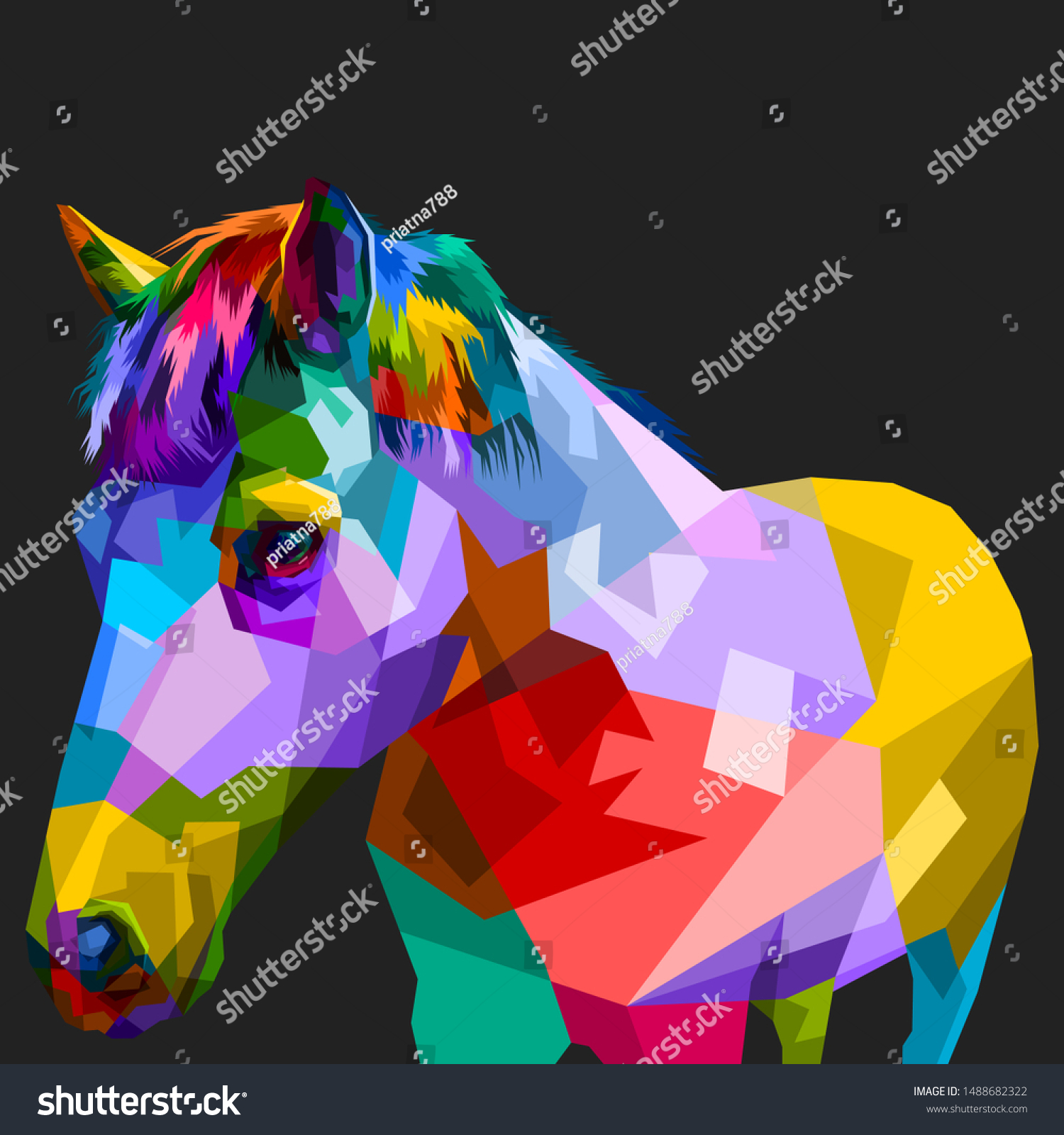 Colorful Horse On Geometric Pop Art Stock Vector (Royalty Free ...