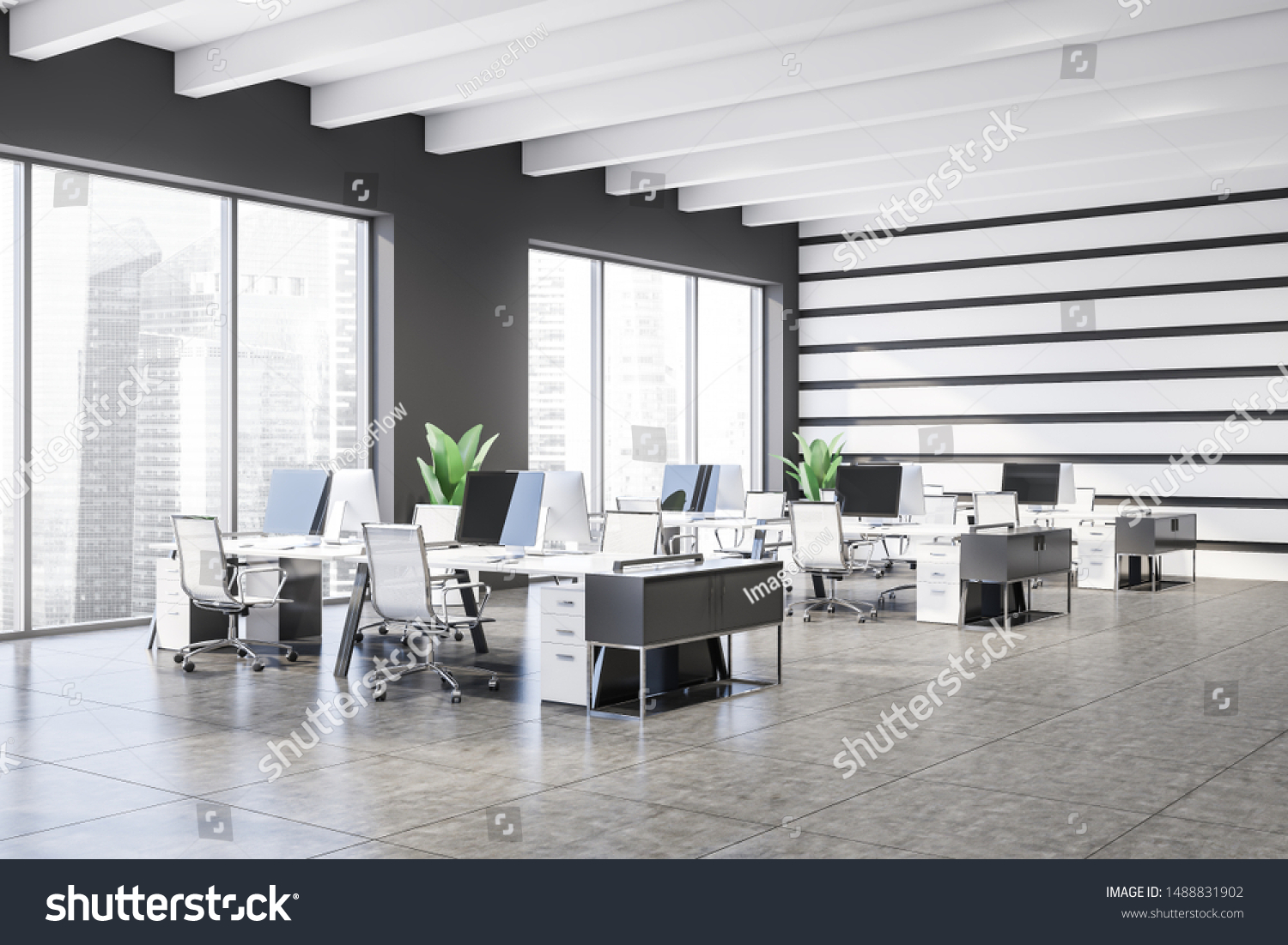 Corner Modern Open Space Office White Stock Illustration 1488831902 ...