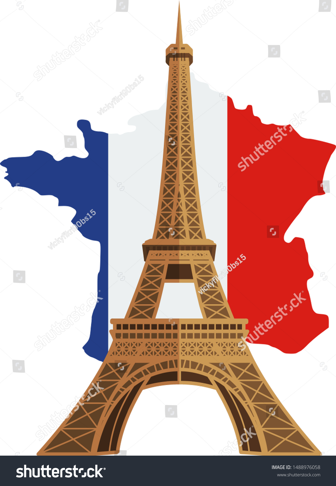 France Eiffel Tower Landmark Vector Flat Stock Vector (Royalty Free ...