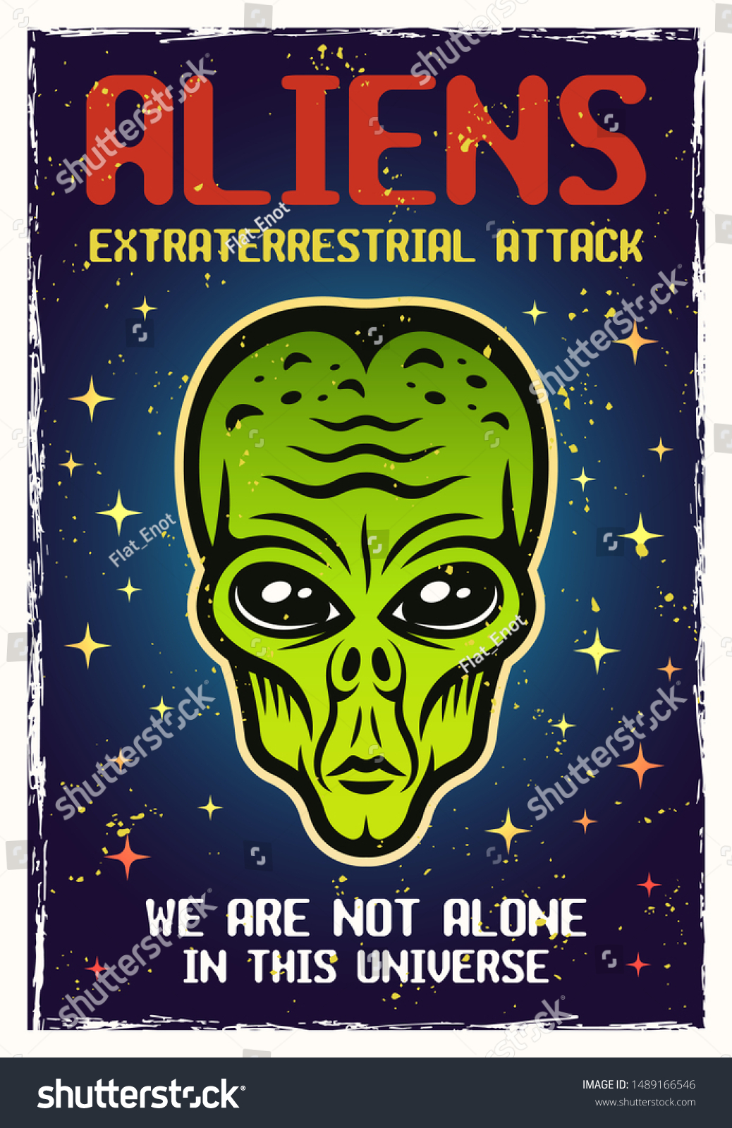 Alien Green Head Colored Poster Textures Stock Vector (Royalty Free ...
