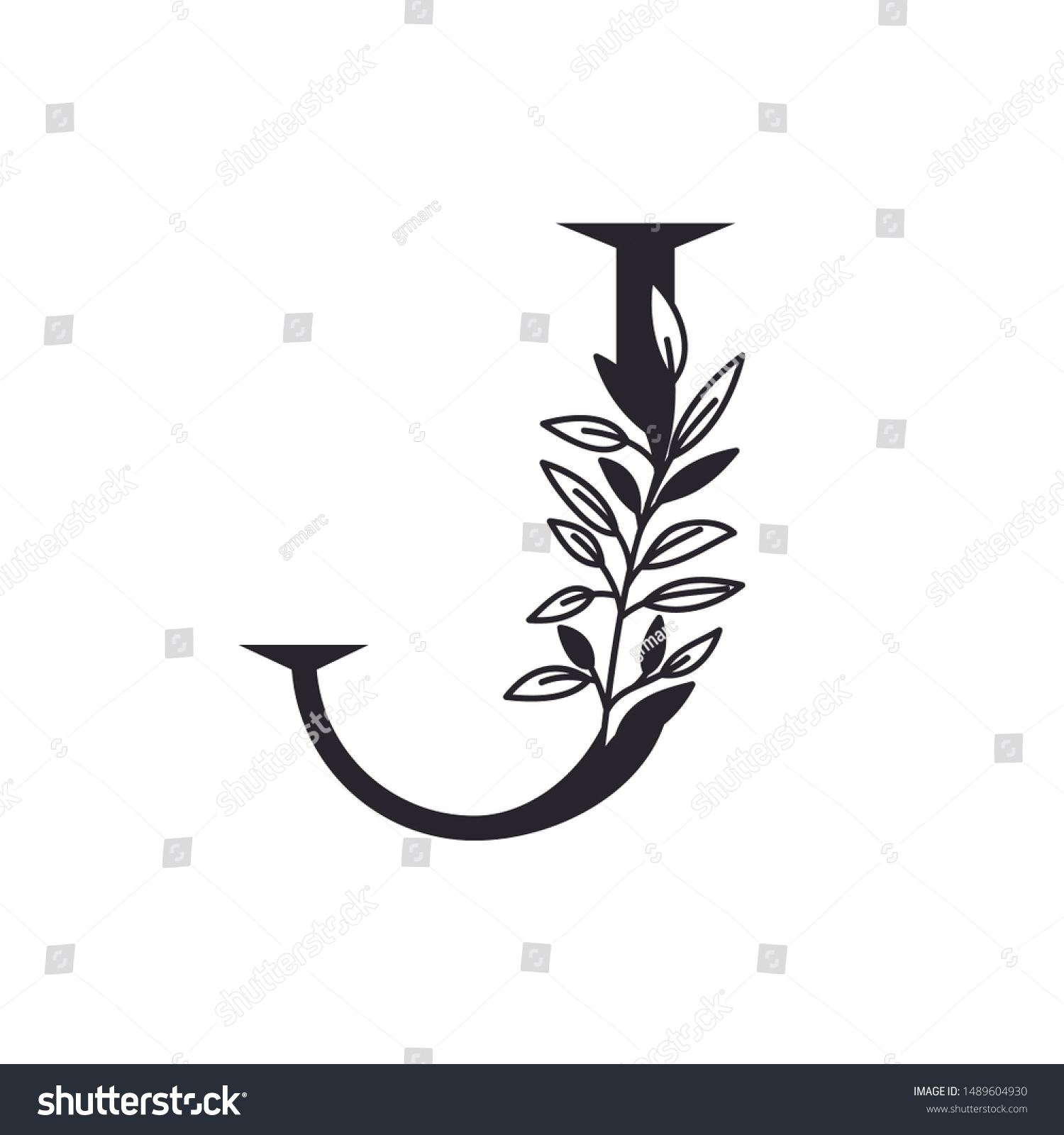 Letter J Alphabet Leaves Stock Vector (Royalty Free) 1489604930 ...