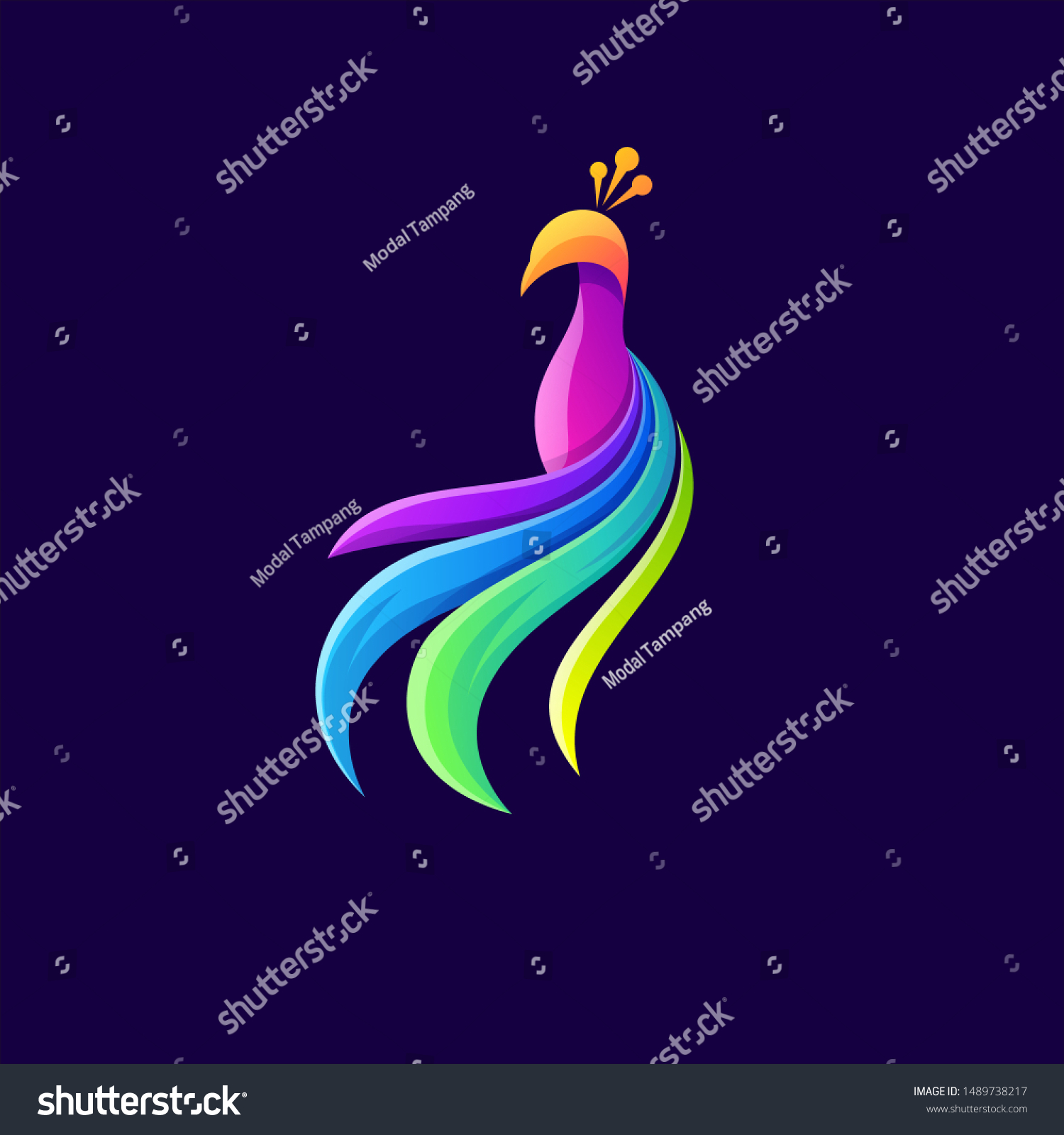 Colorful Peacock Logo Design Vector Illustration Stock Vector Royalty