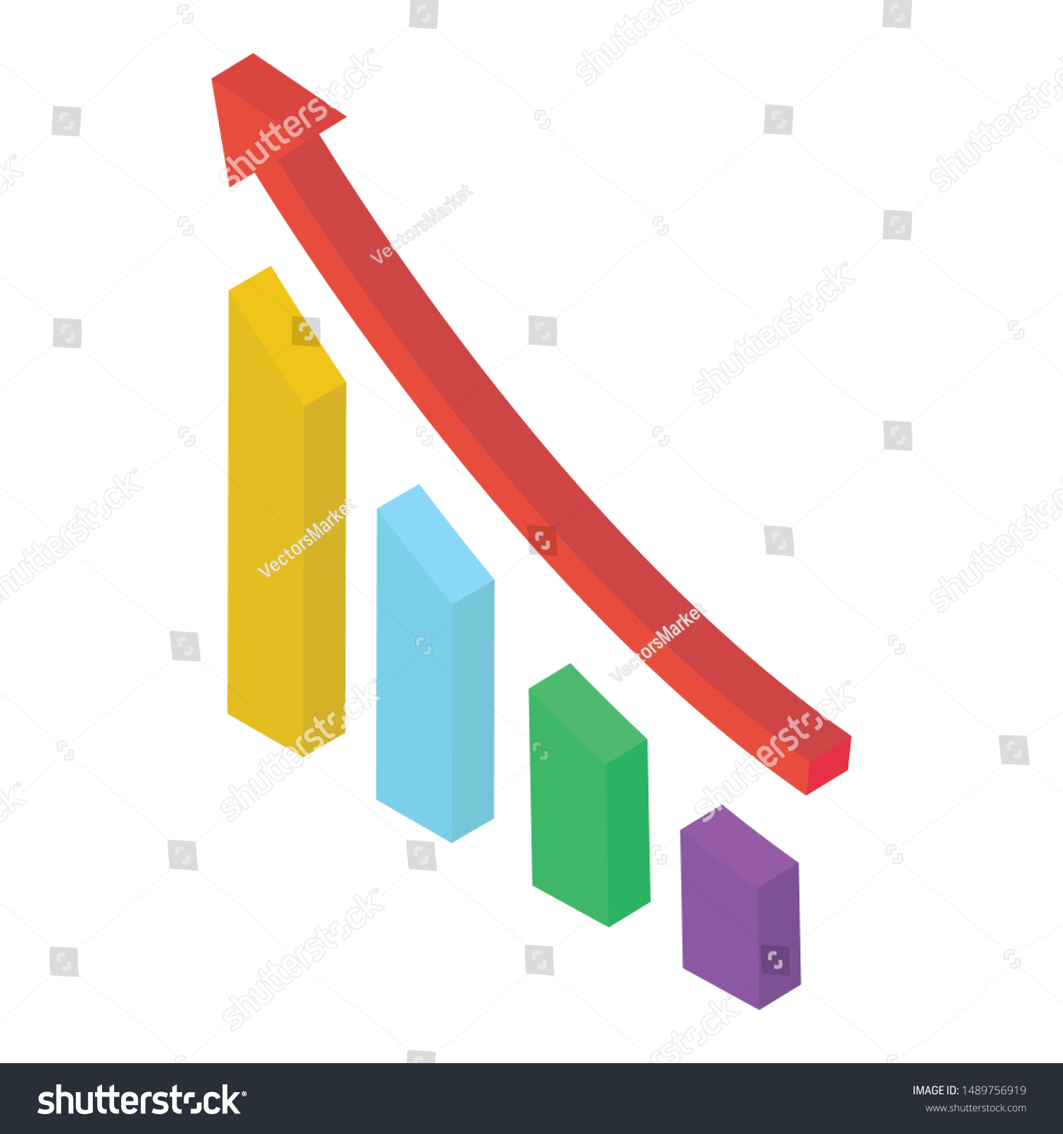 Isometric Design Growth Chart Vector Stock Vector (Royalty Free ...