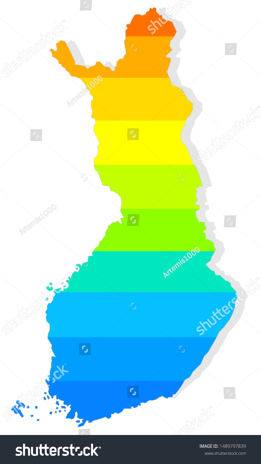 Colored Map Finland Vector Stock Vector (Royalty Free) 1489797839 ...