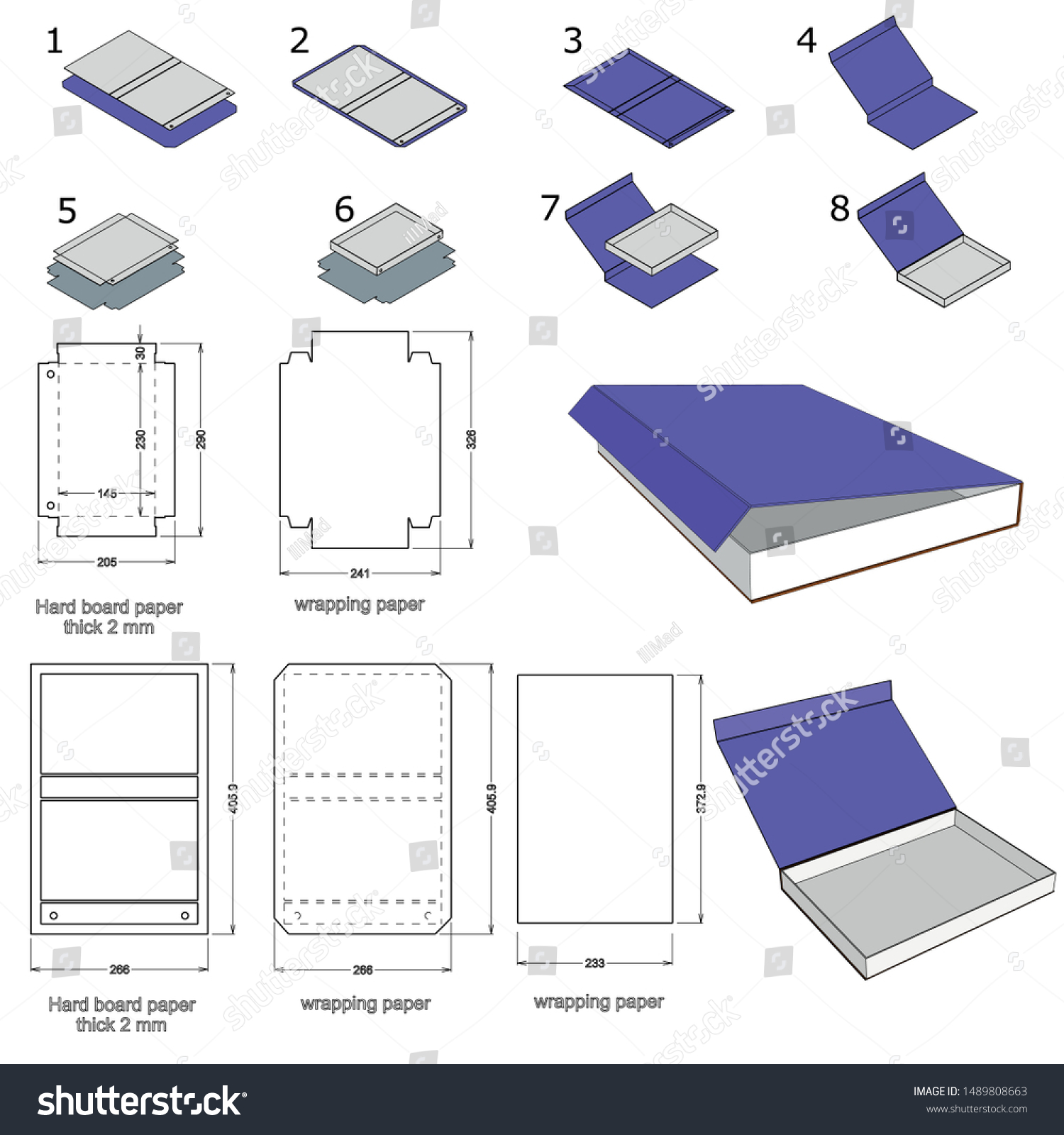 Rigid Magnet Box Template Hard Board Stock Vector (Royalty Free ...