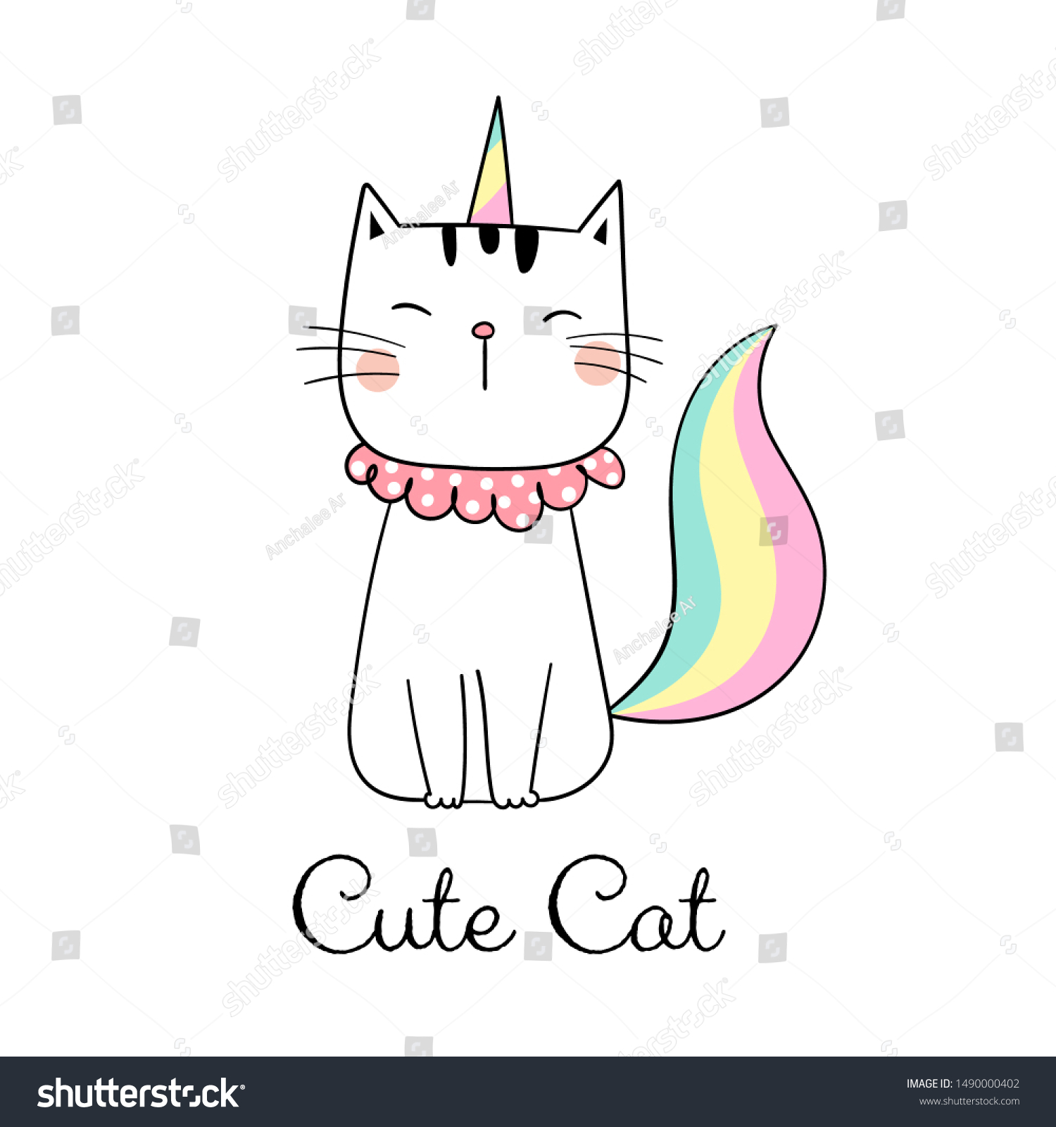 Draw Illustration Character Design Cute Cat Stock Vector (Royalty Free ...