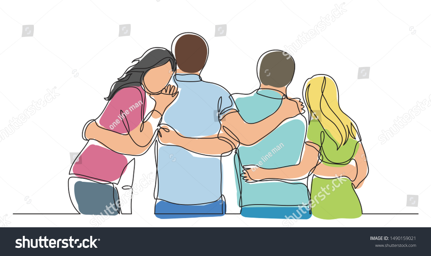 Youth Company Happy Friends Standing Together Stock Vector (Royalty ...