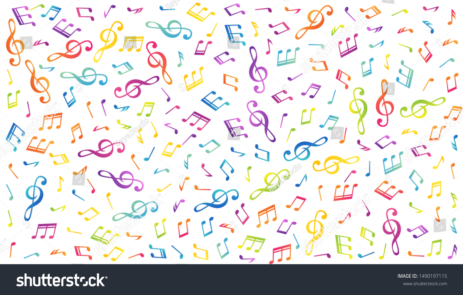 Music Notes Colorful Vector Background Confetti Stock Vector (Royalty ...