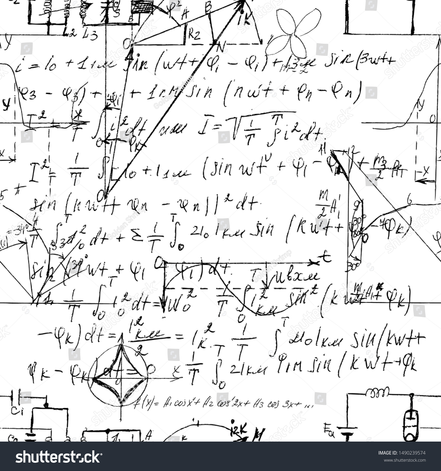 Scientific Seamless Texture Handwritten Formulas Electronic Stock ...