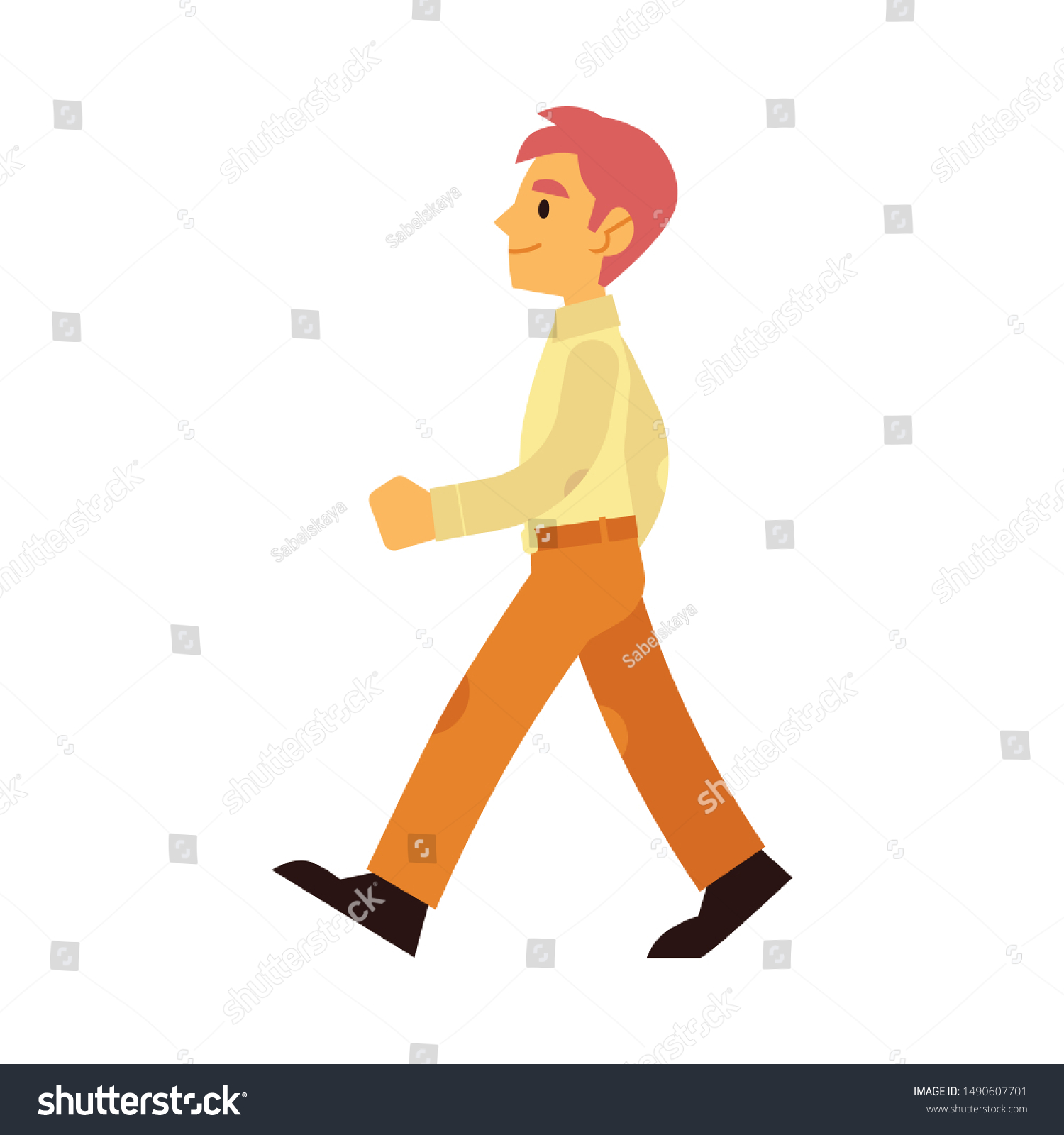 Young Smiling Man Walking Isolated On Stock Illustration 1490607701 ...