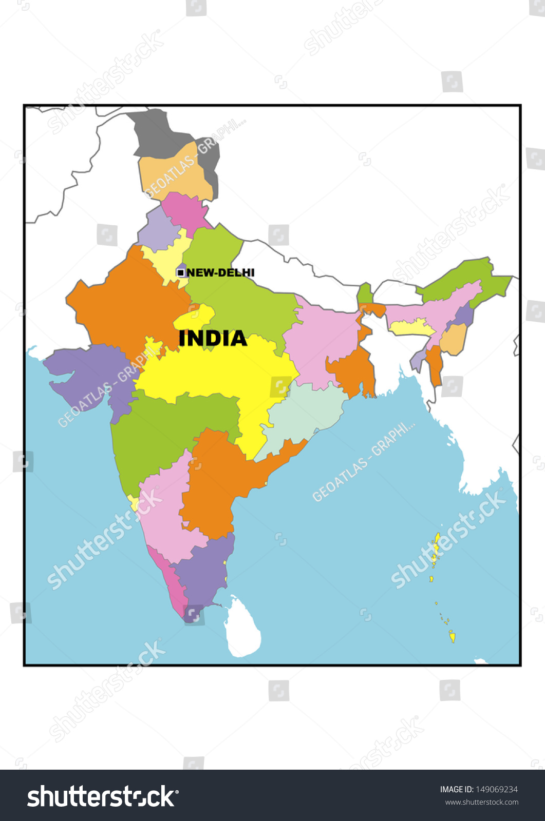 Administrative Map India Stock Illustration 149069234 | Shutterstock