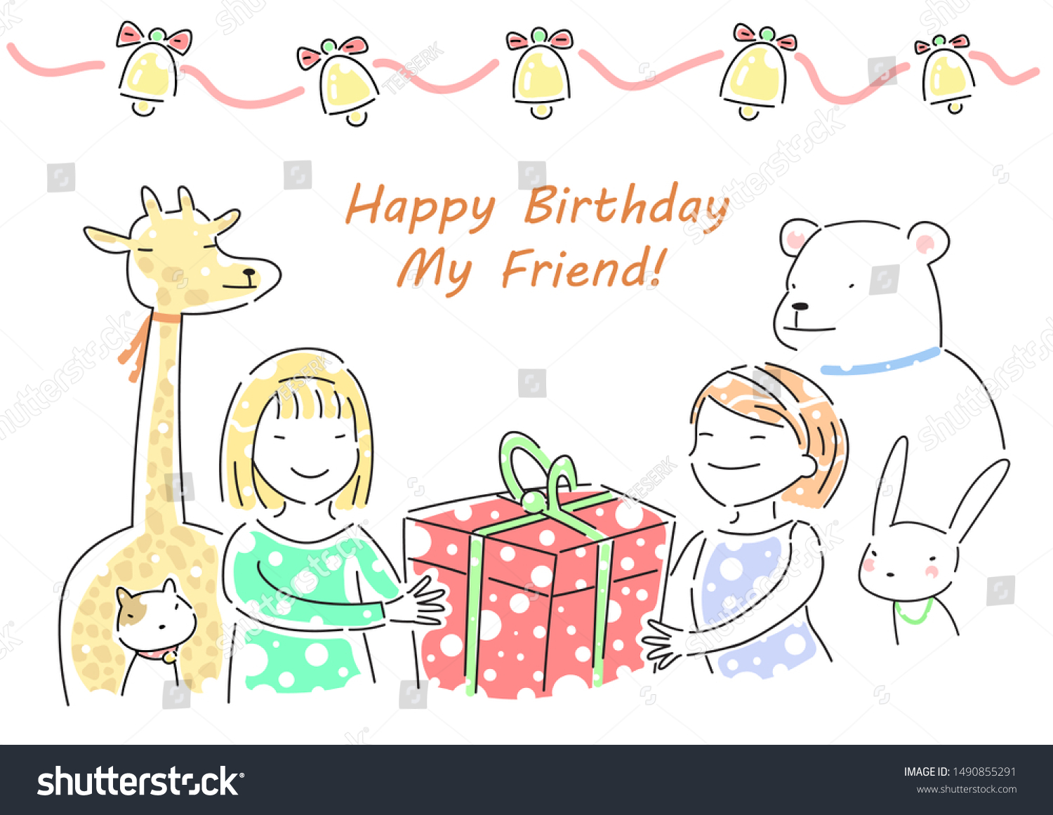 Happy Birthday Best Friend Drawings Happy Birthday My Best Friend Drawing Stock Vector (Royalty Free)  1490855291 | Shutterstock