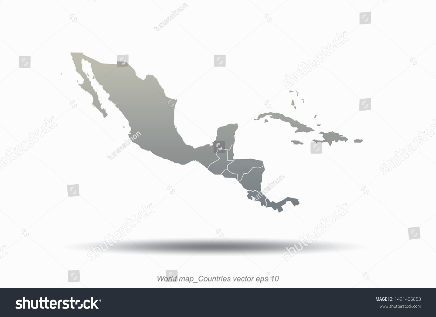 World Map Central America Outline Vector Stock Vector Royalty Free   Stock Vector World Map Central America Outline In Vector 1491406853 