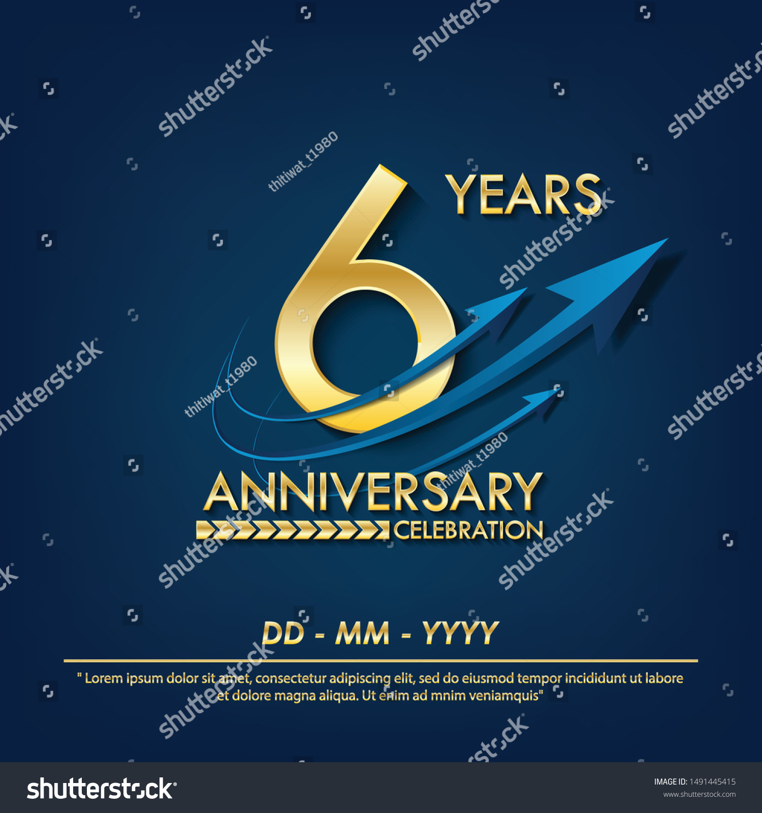6th Years Anniversary Celebration Emblem Anniversary Stock Vector ...