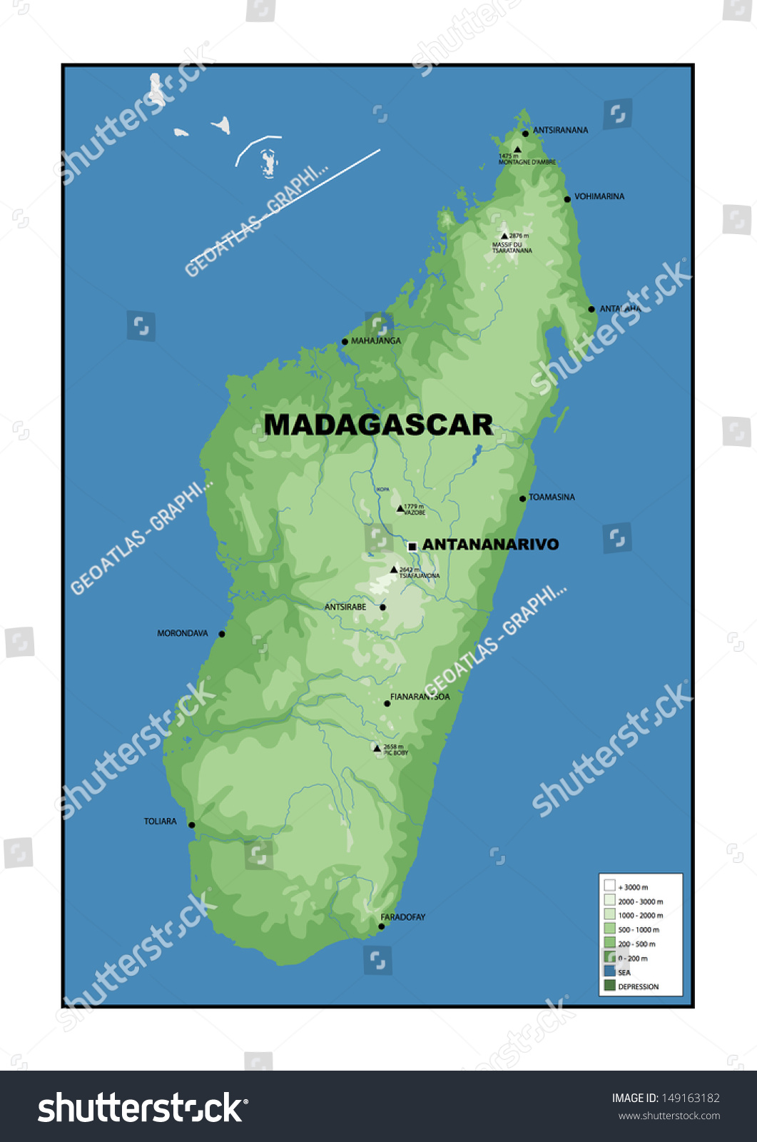 Physical Map Madagascar 149163182 Shutterstock Stock Photo Physical Map Of Madagascar 149163182