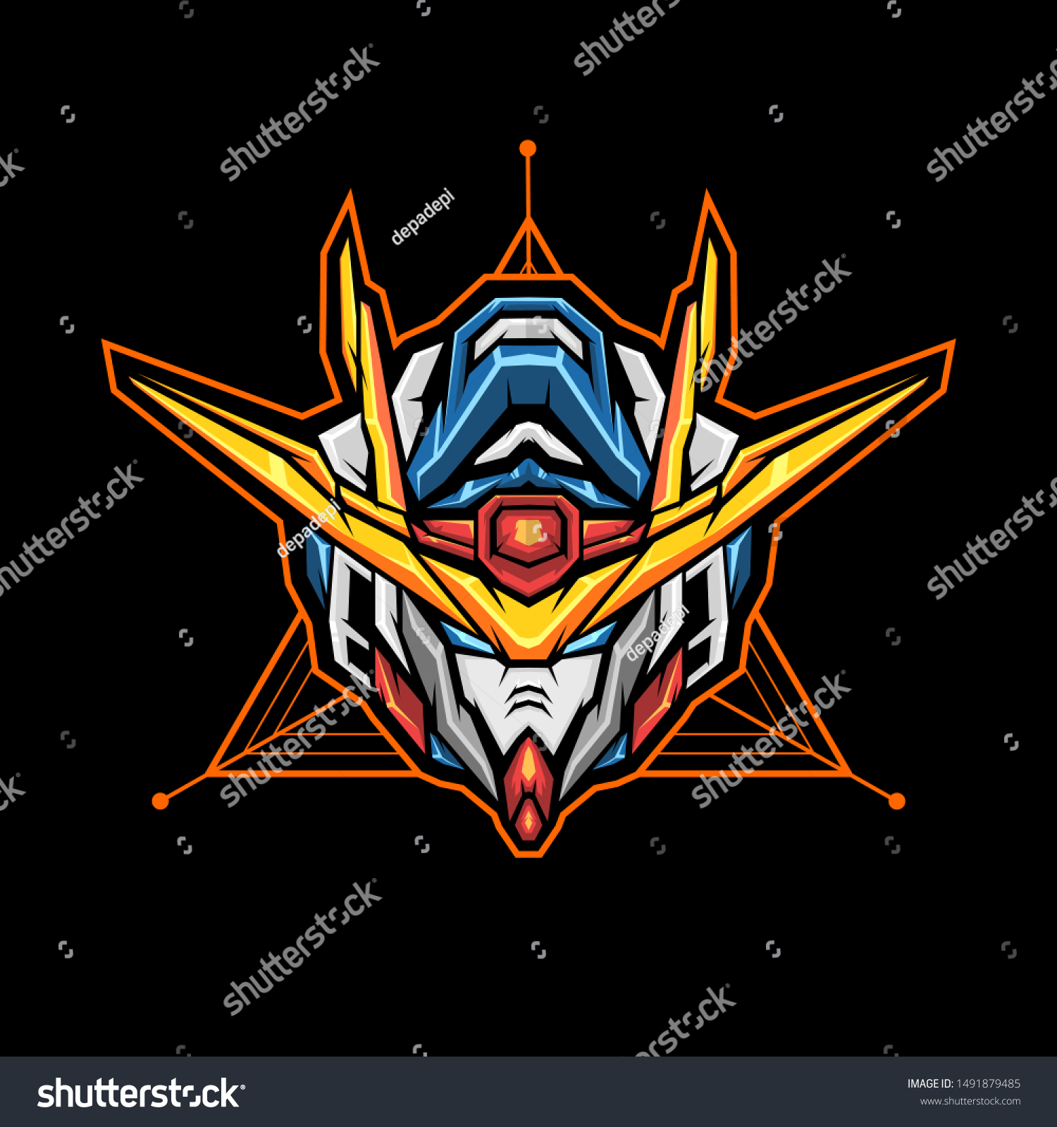 Gundam Head Vector Illustration Robot Head Stock Vector (Royalty Free ...