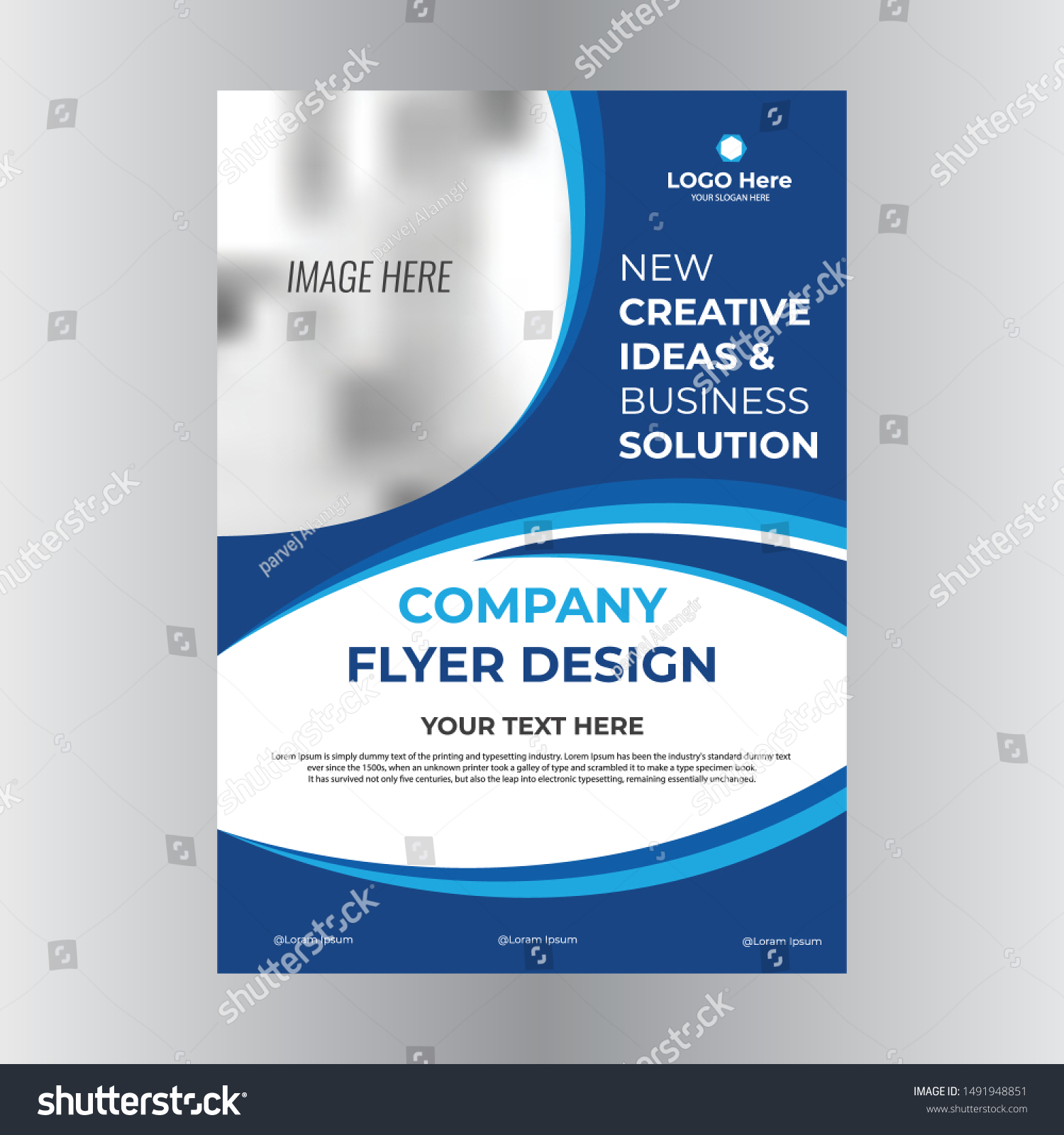 Company Creative Blue Flyer Template Vector Stock Vector (Royalty Free ...