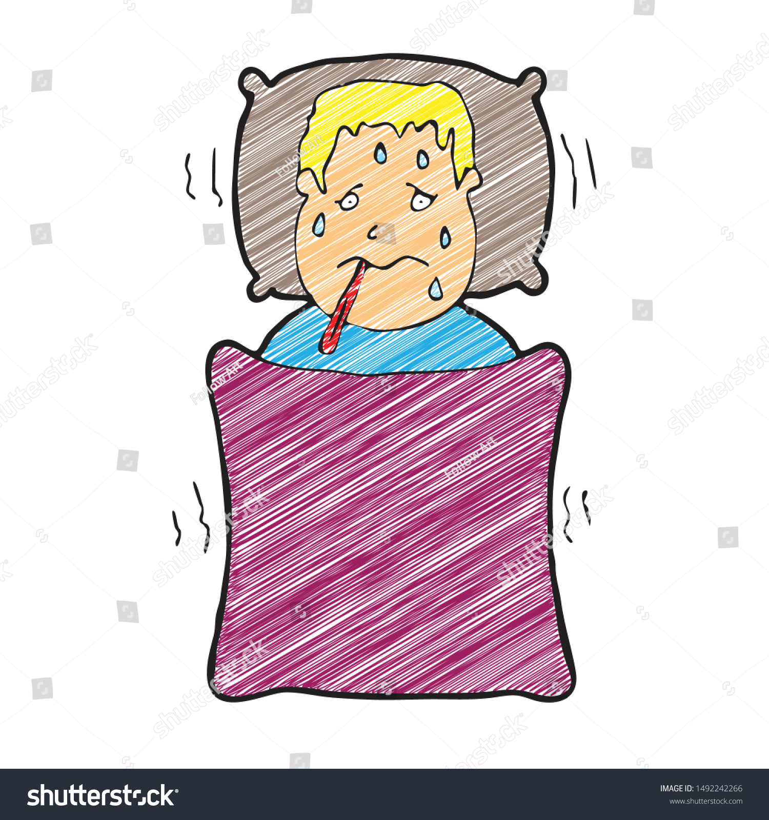 Digitally Drawn Illustration People Have Fever Stock Vector (Royalty ...