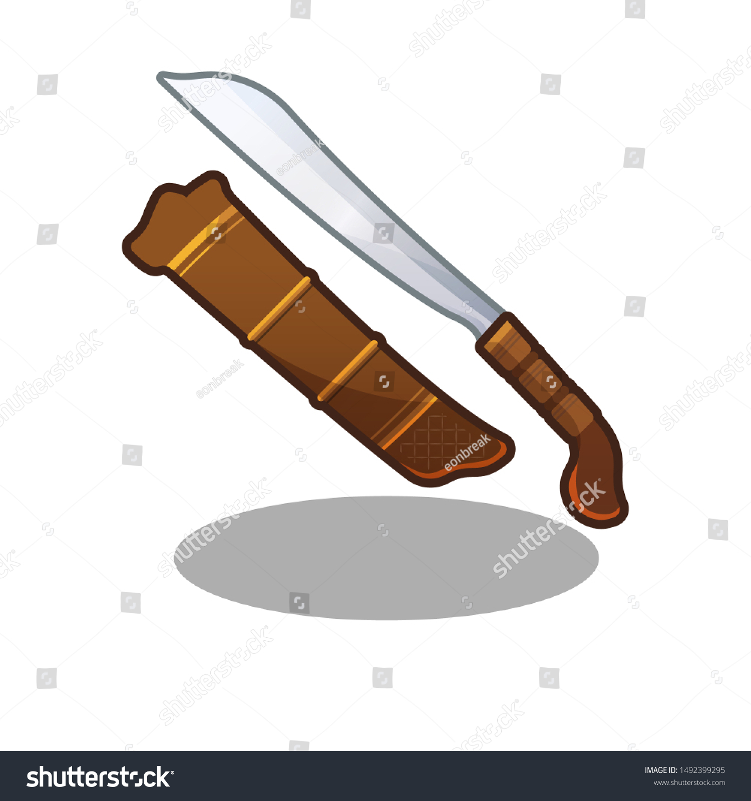 Parang Knife Traditional Indonesian Machete Cleaver Stock Vector ...