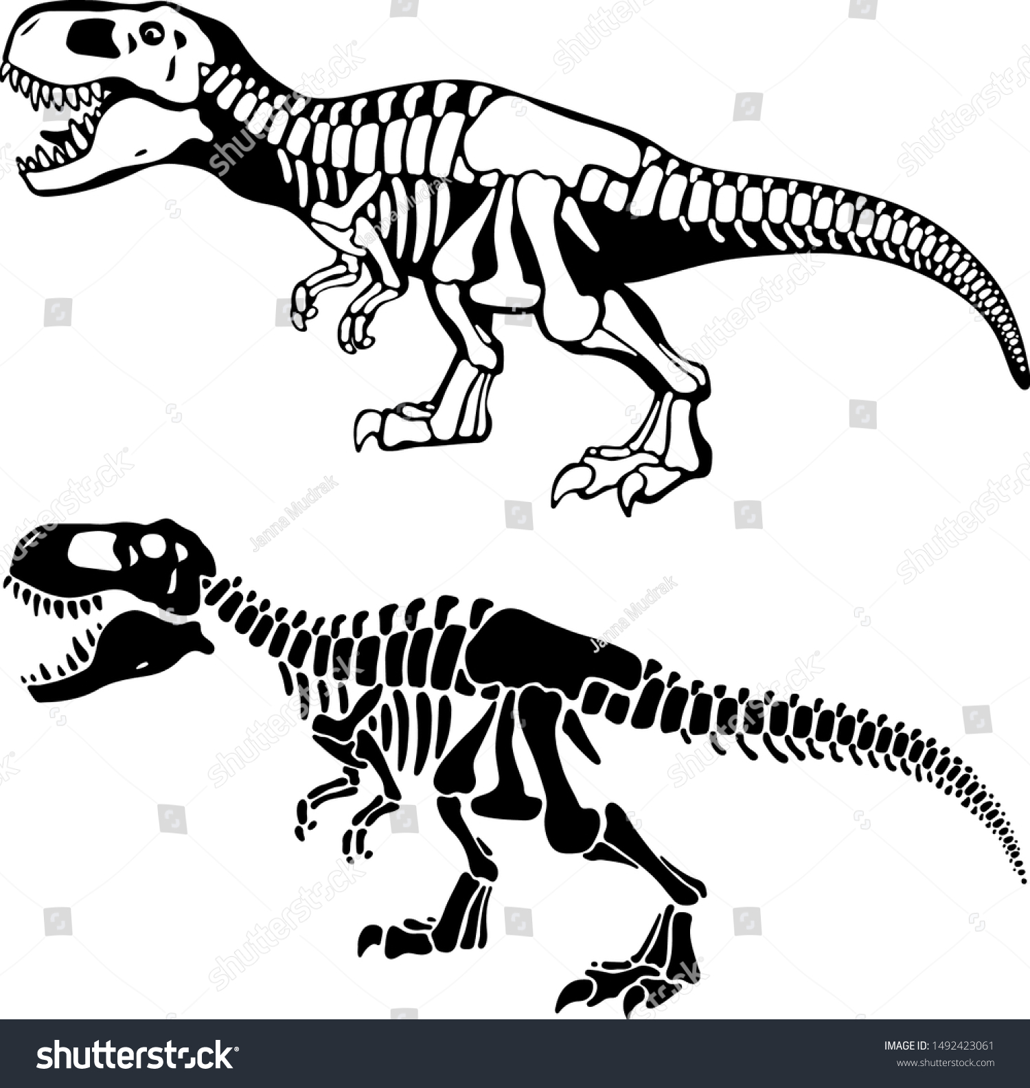 T Rex Dinosaurs Bones Negative Space Stock Vector (Royalty Free ...