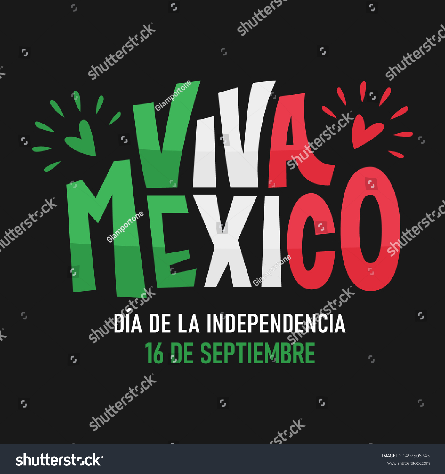 Viva Mexico Traditional Mexican Phrase Holiday Stock Vector Royalty Free 1492506743 Shutterstock 1704