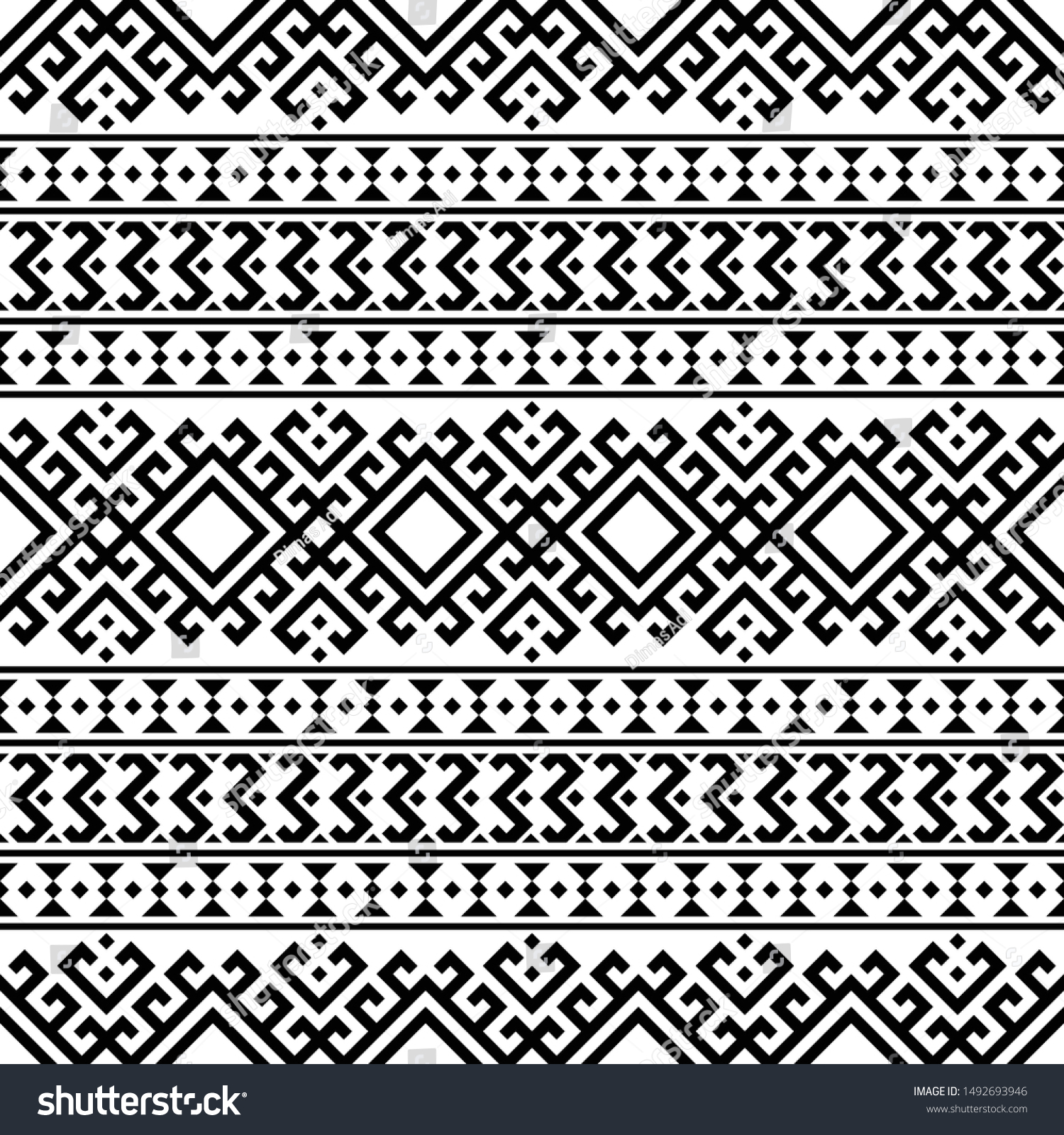Vector Ethnic Seamless Pattern Black White Stock Vector (Royalty Free ...