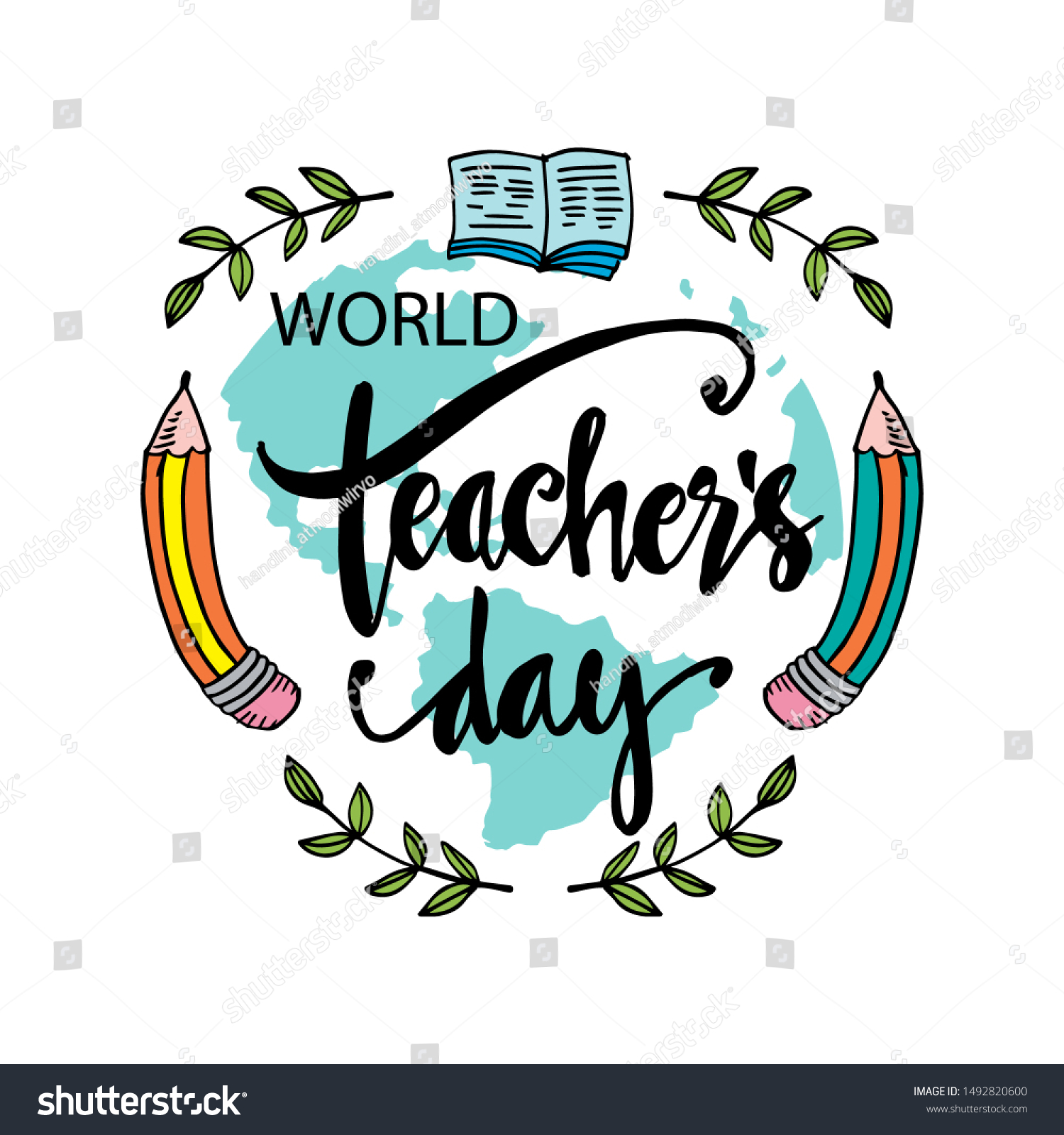 World Teachers Day Lettering Greeting Card Stock Vector (Royalty Free ...