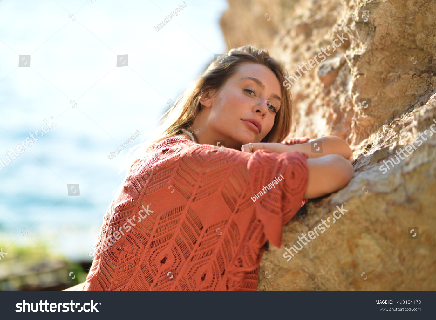 Portrait Girl Beach Stock Photo 1493154170 