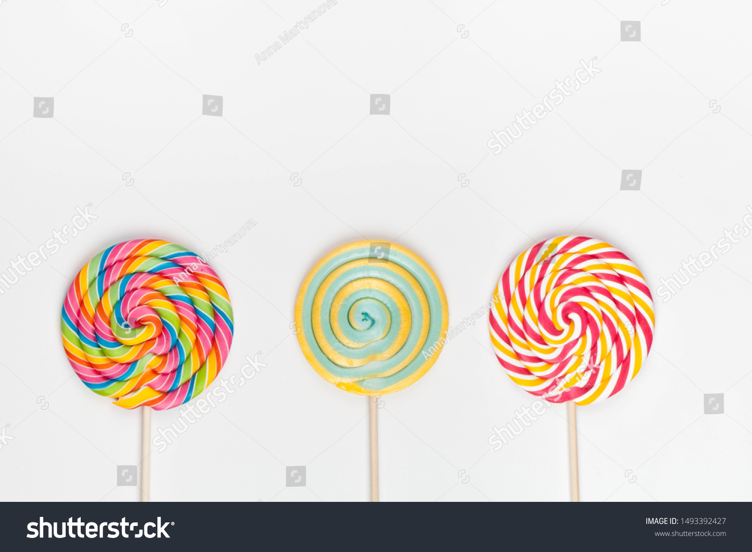 Rainbow Color Lollipops On White Background Stock Photo 1493392427 ...