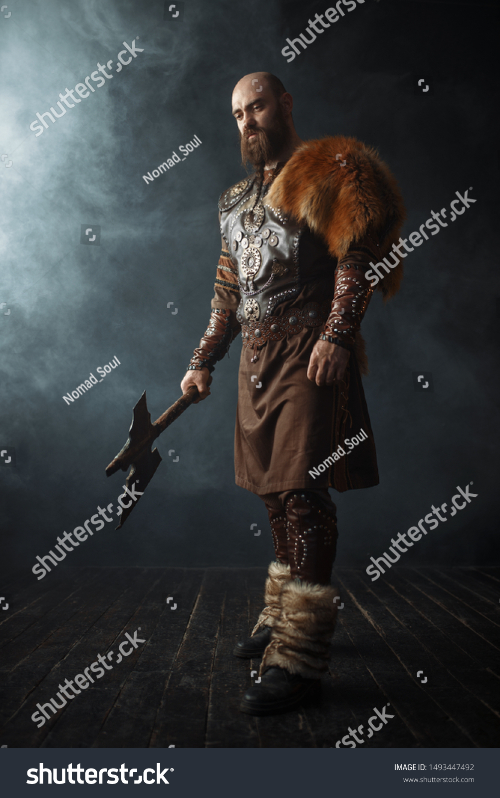 Handsome Viking Axe Nordic Barbarian Image Stock Photo Shutterstock