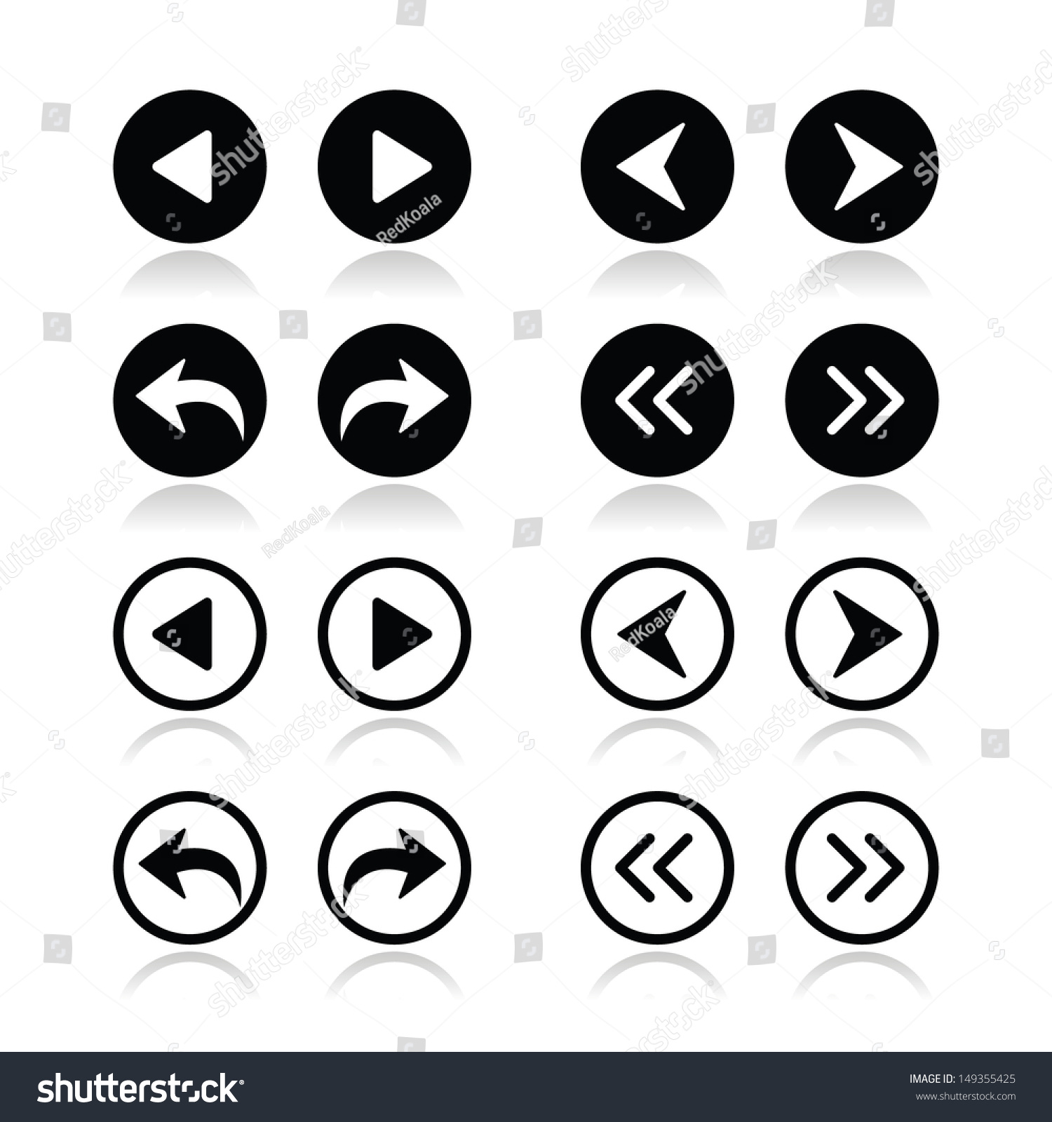 Previous Next Arrows Round Icons Set Stock Vector (royalty Free 