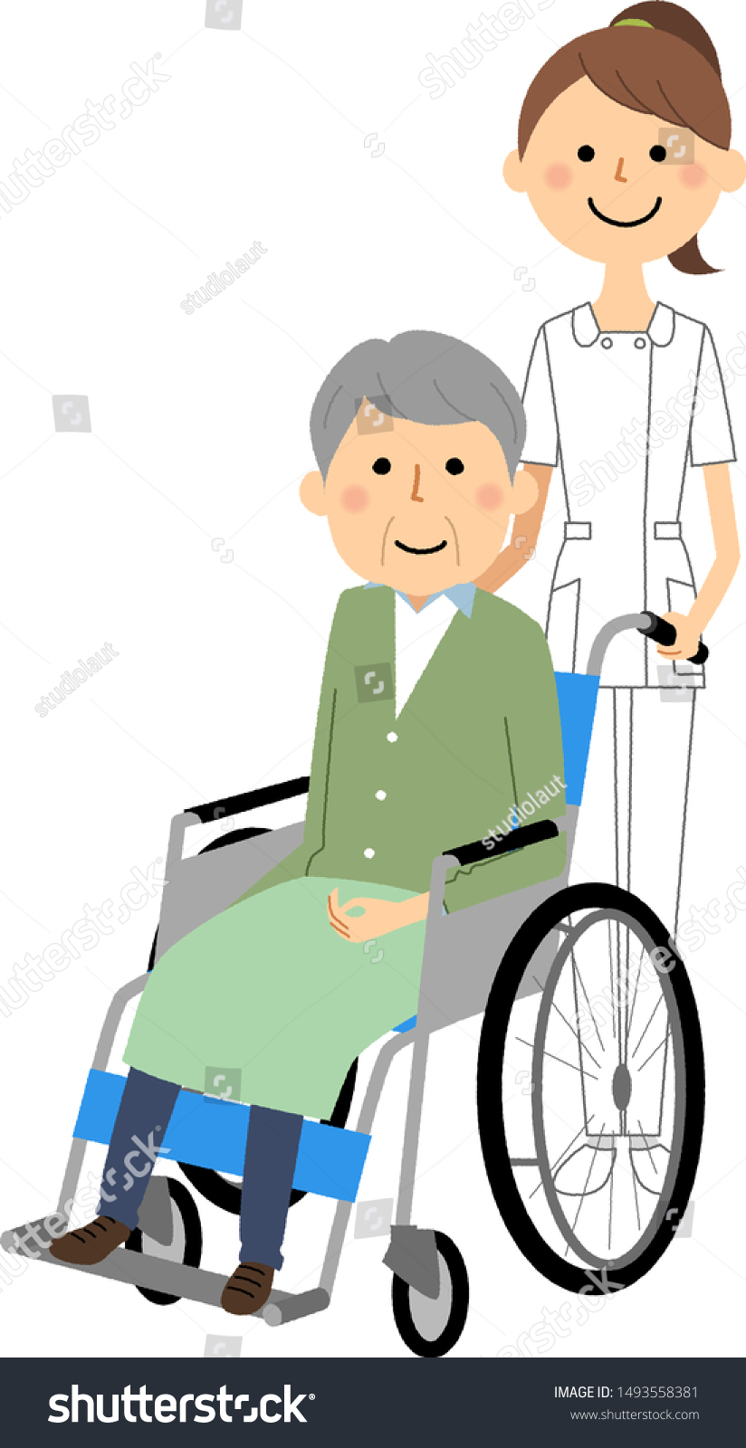 Illustrations Nurses Wheelchair Patients Stock Vector (Royalty Free ...