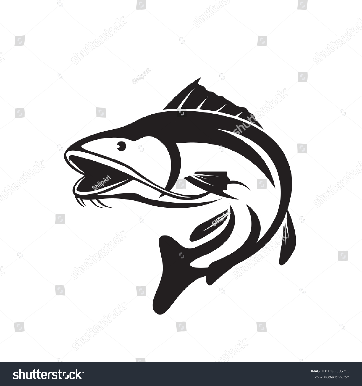 Jumping Art Catfish Logo Design Template Stock Vector (royalty Free 