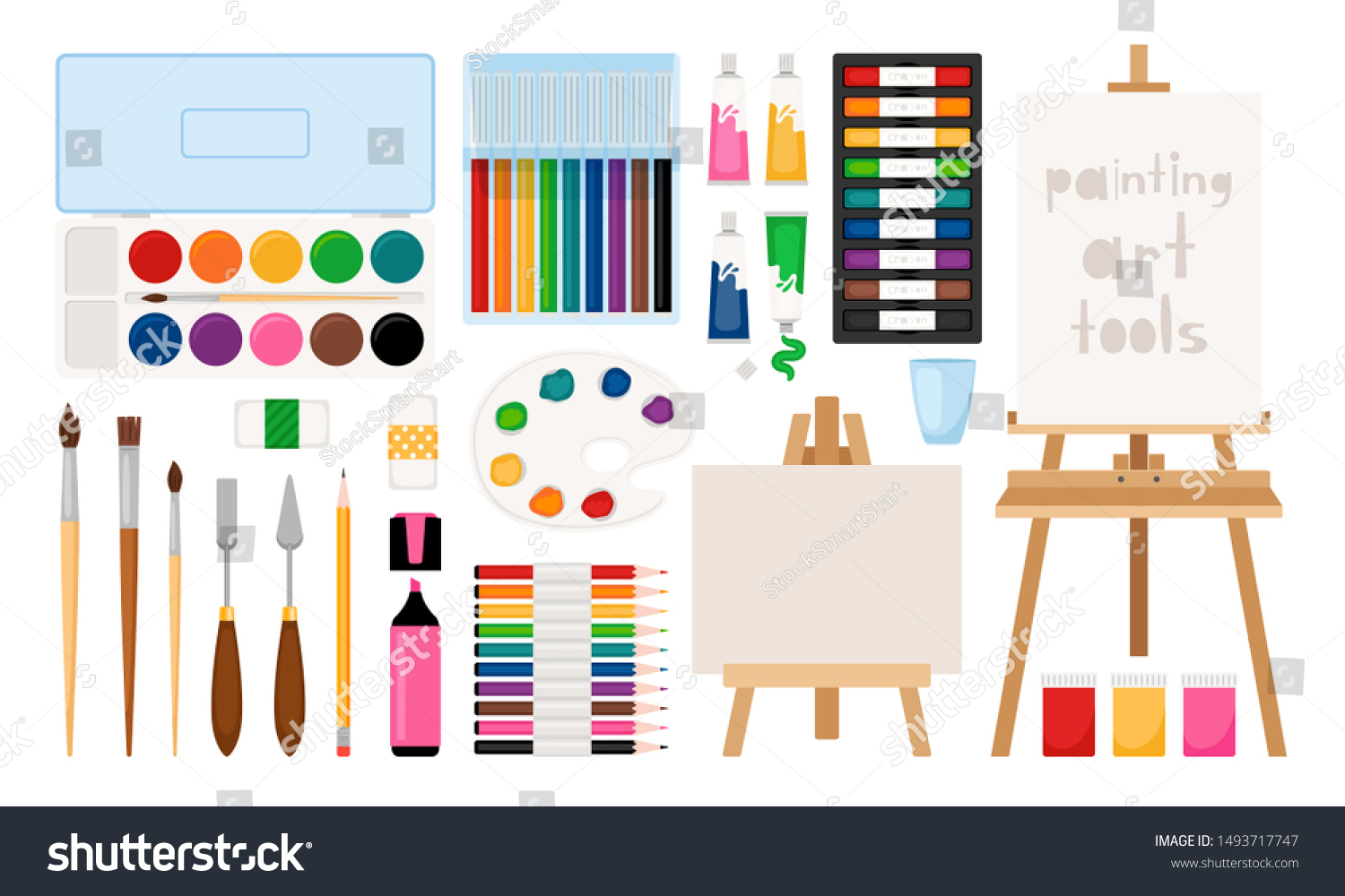 Painter Art Tools Paint Arts Tool Stock Vector (Royalty Free ...